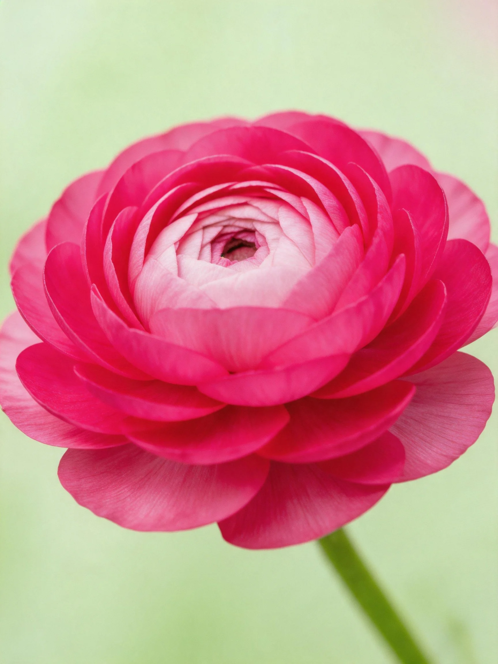 Vibrant pink ranunculus flower with layered petals