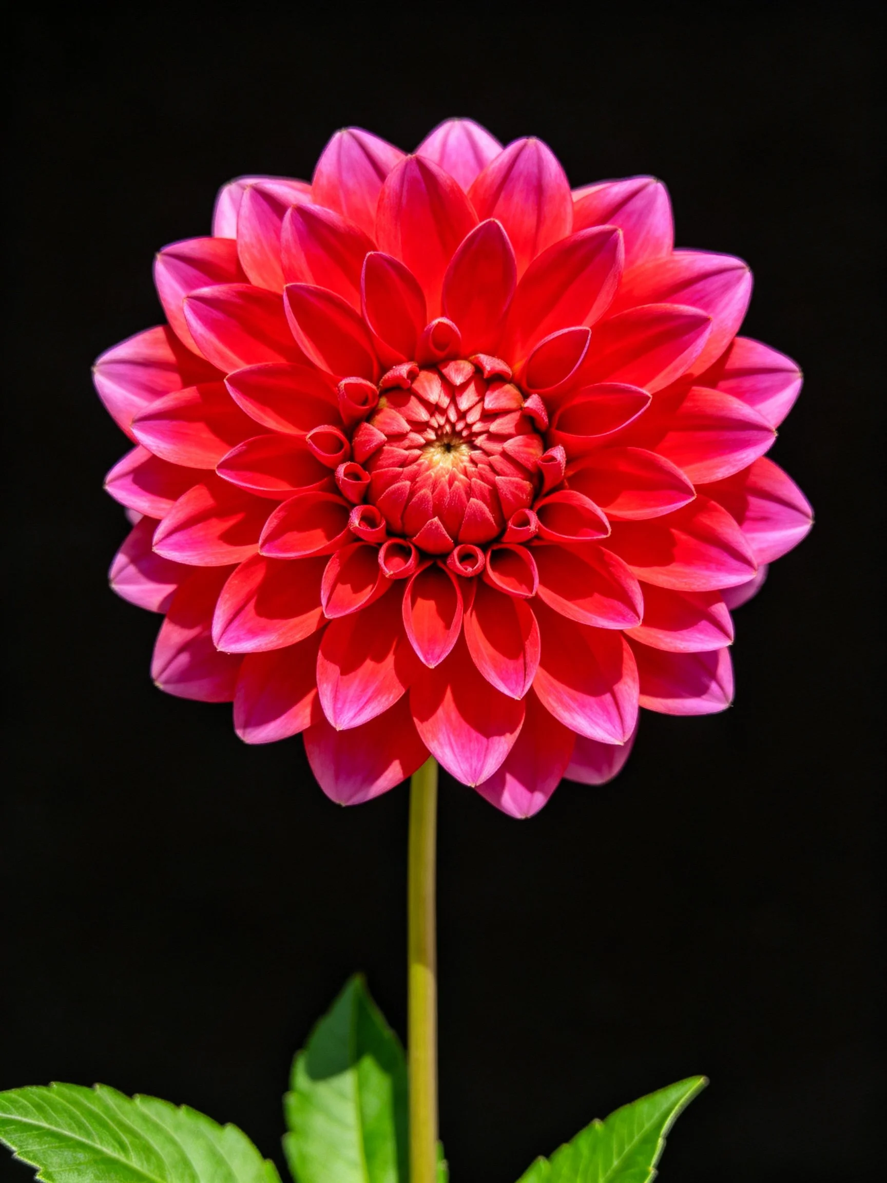 Vibrant pink-red dahlia with layered petals
