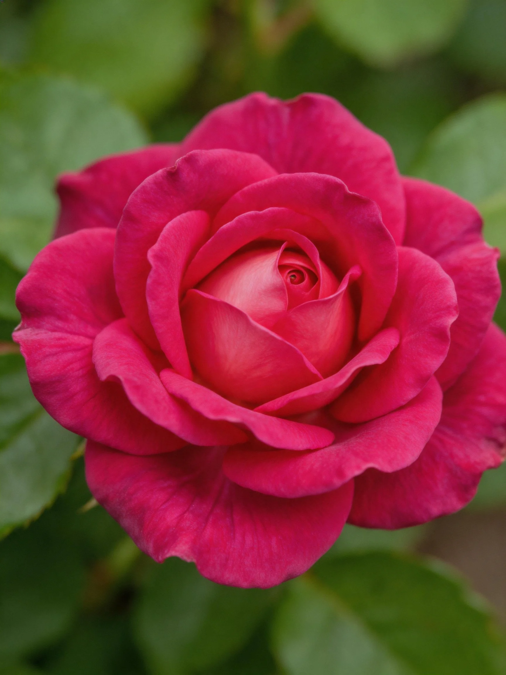 Vibrant pink rose in full bloom with layered petals