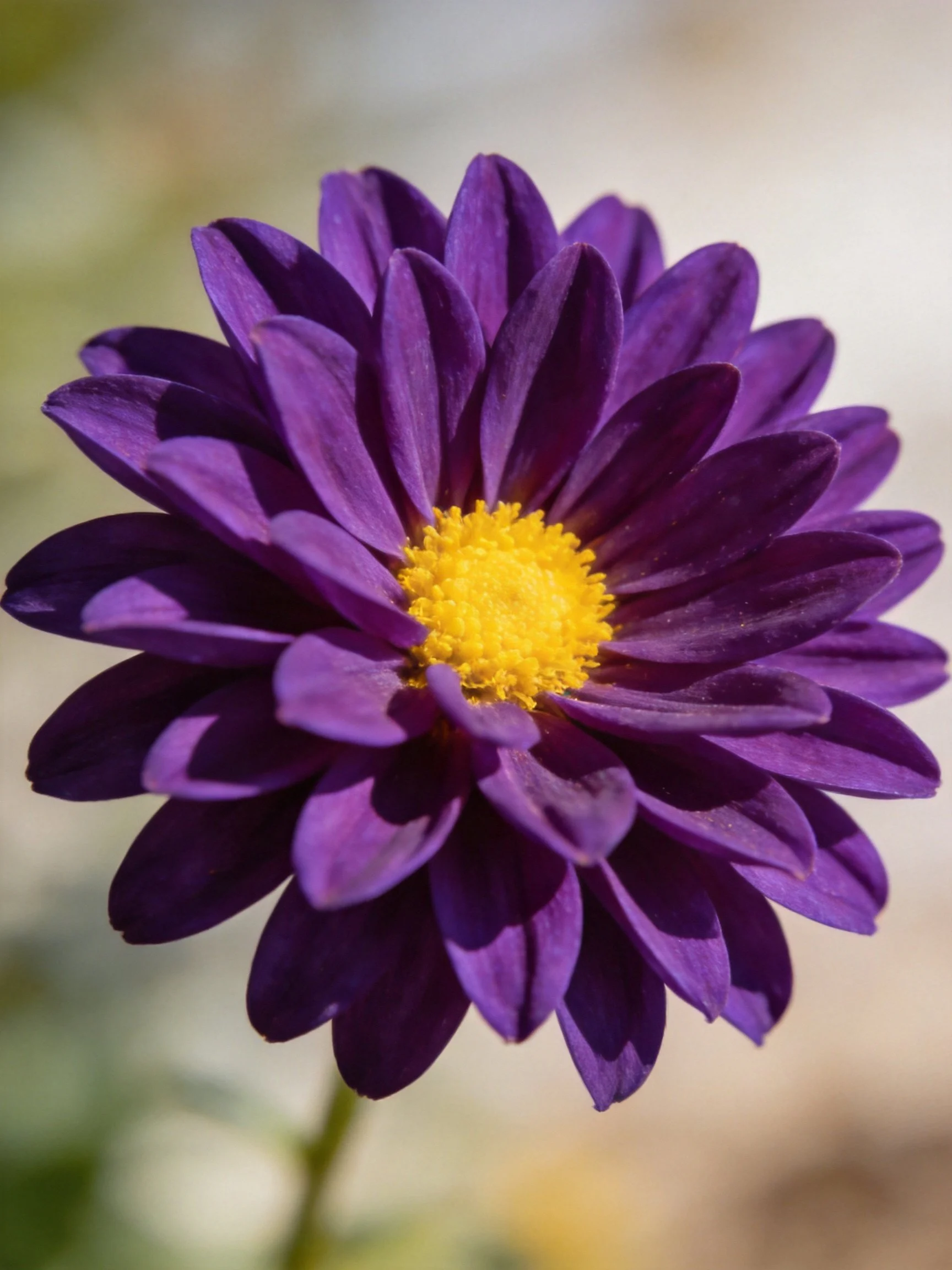 Vibrant purple aster with bright yellow central cluster
