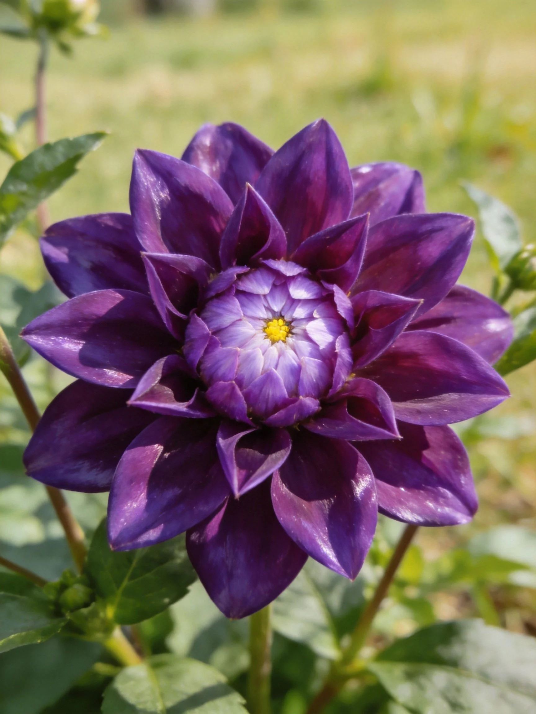 Vibrant purple dahlia with layered petals