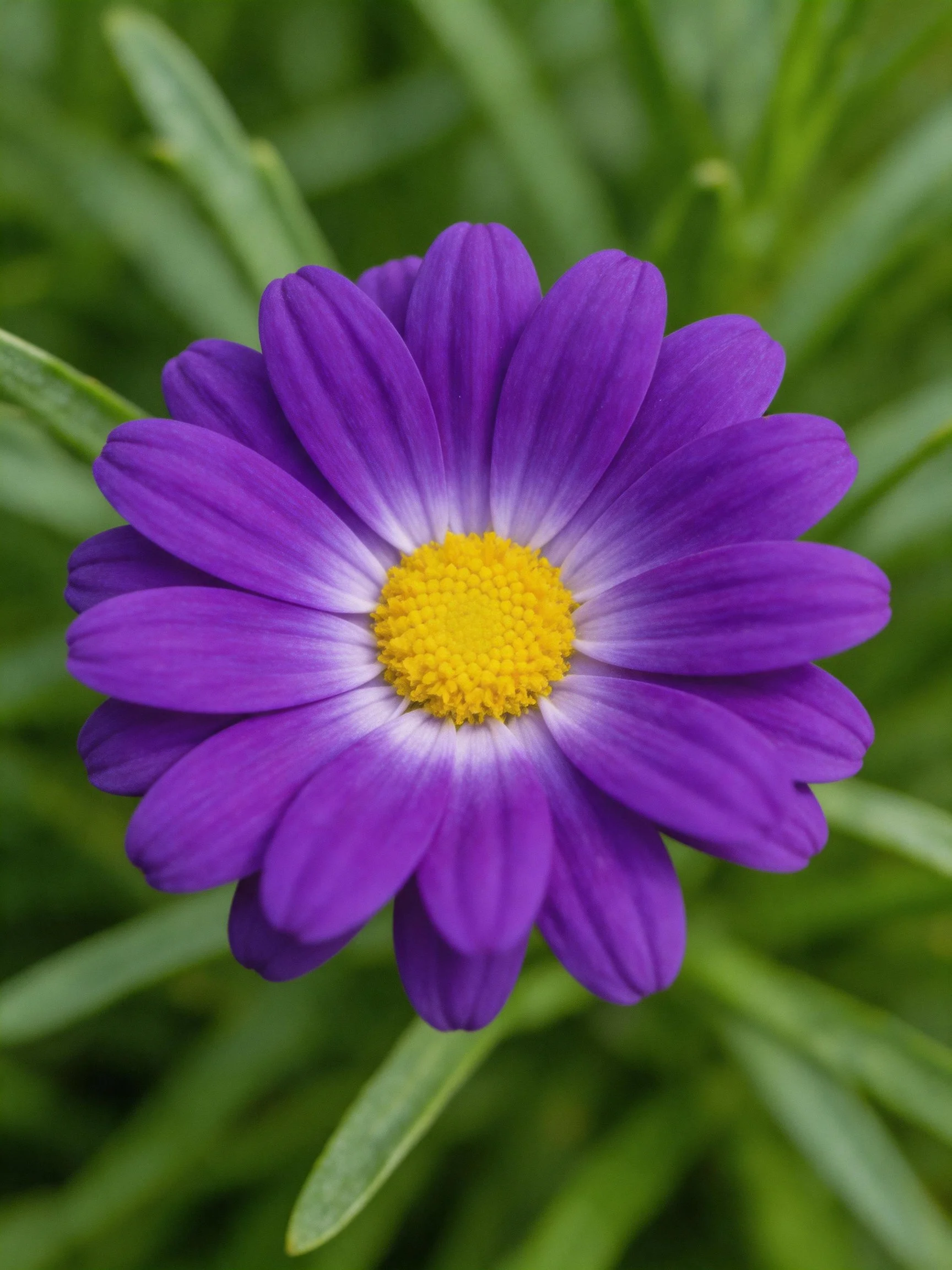 Vibrant purple daisy with yellow center