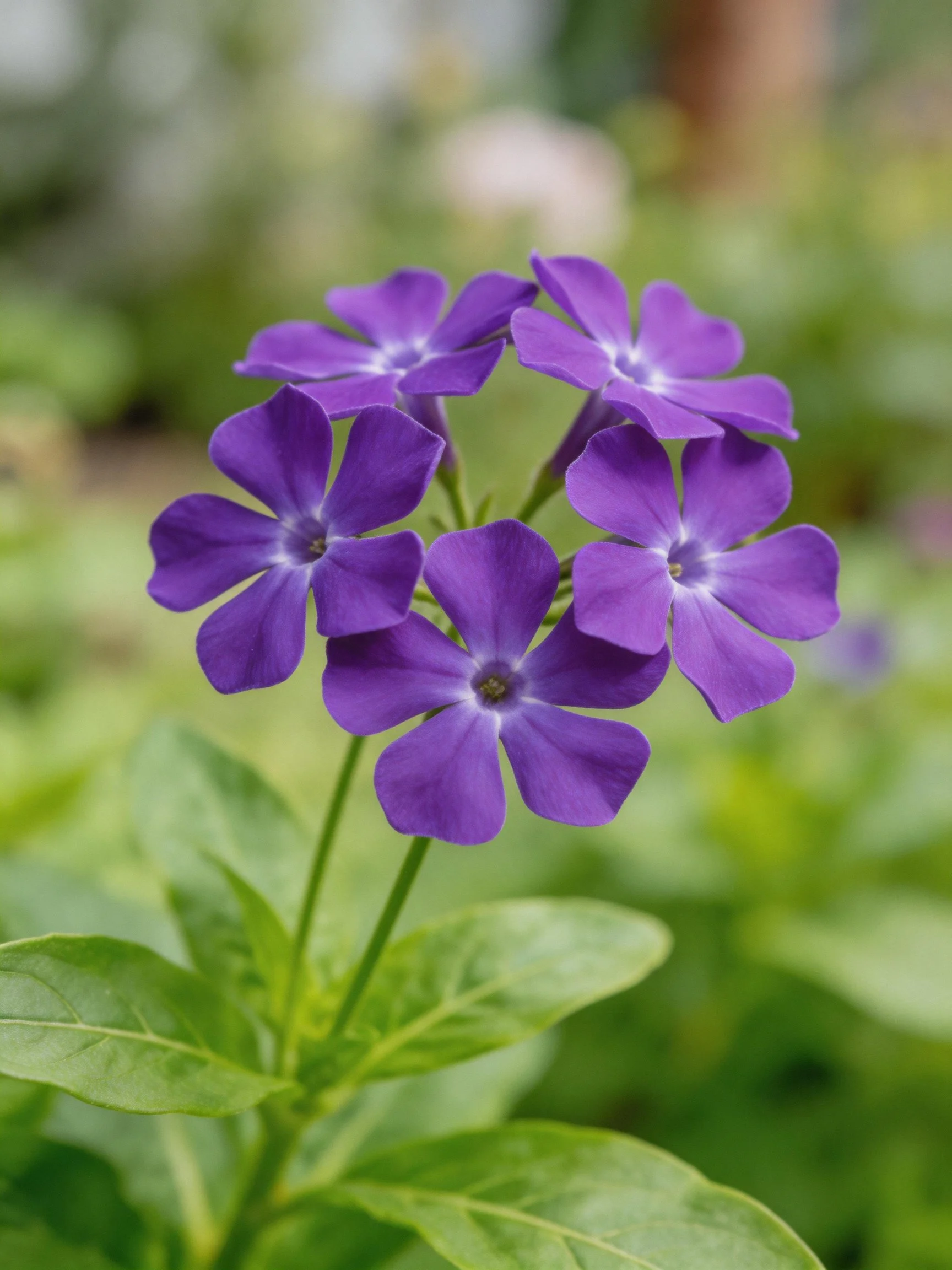 Vibrant purple flowers cluster amid lush green foliage