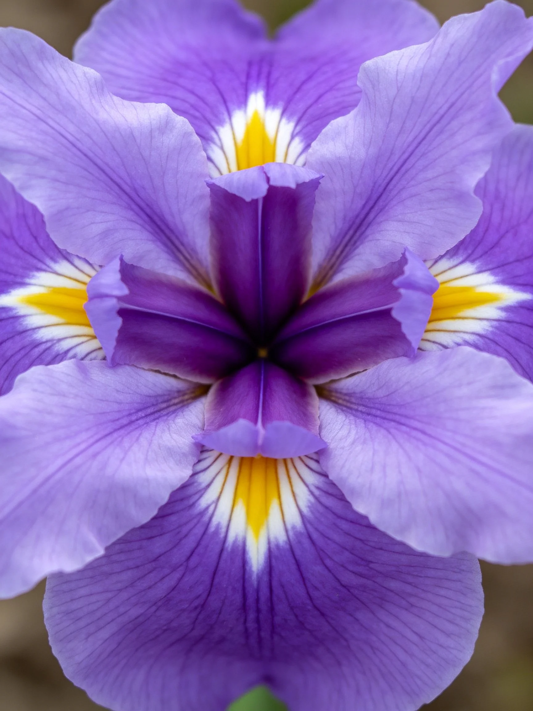Vibrant purple iris with yellow and white accents