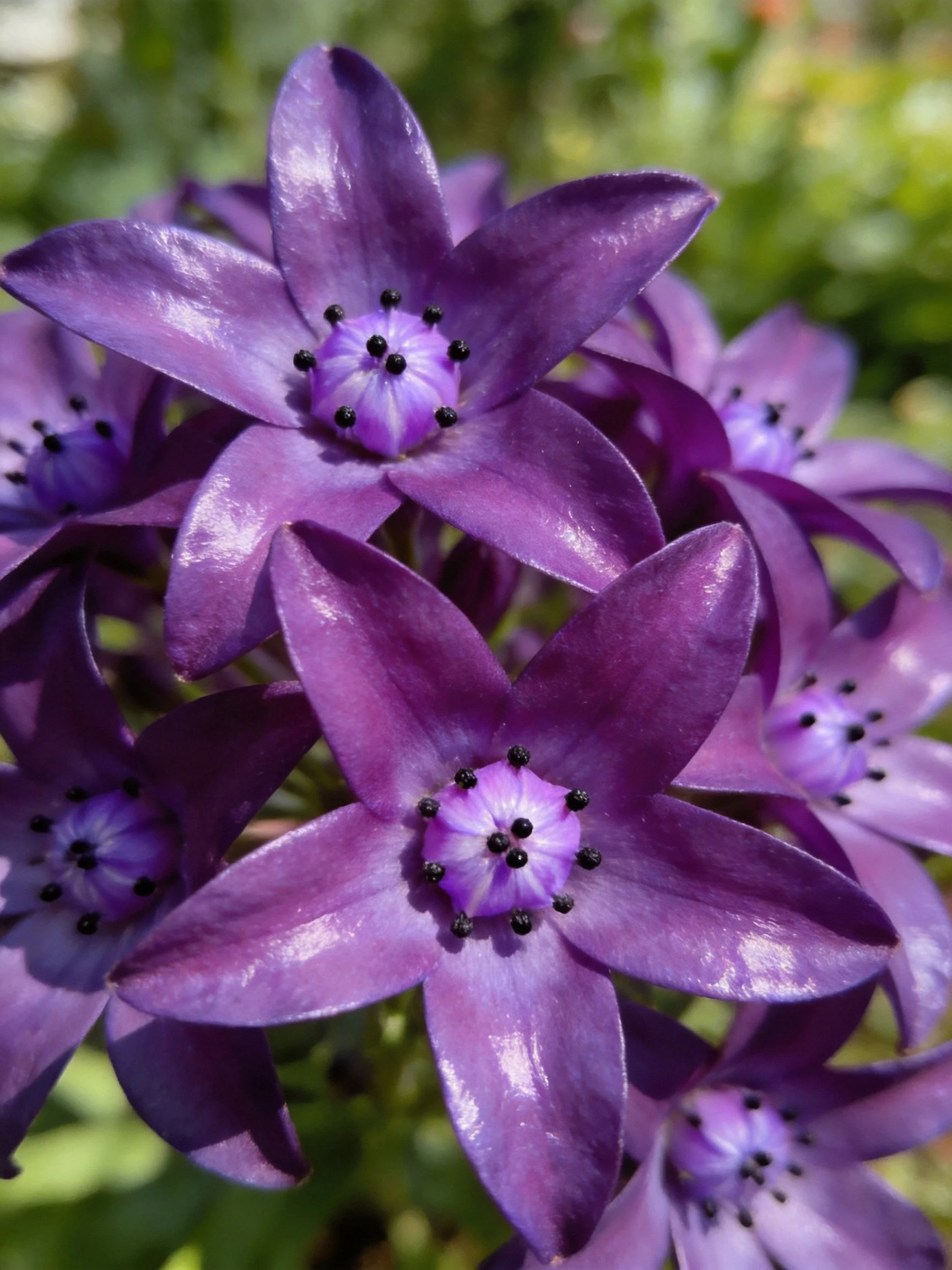 Vibrant purple star - shaped flowers clustered together