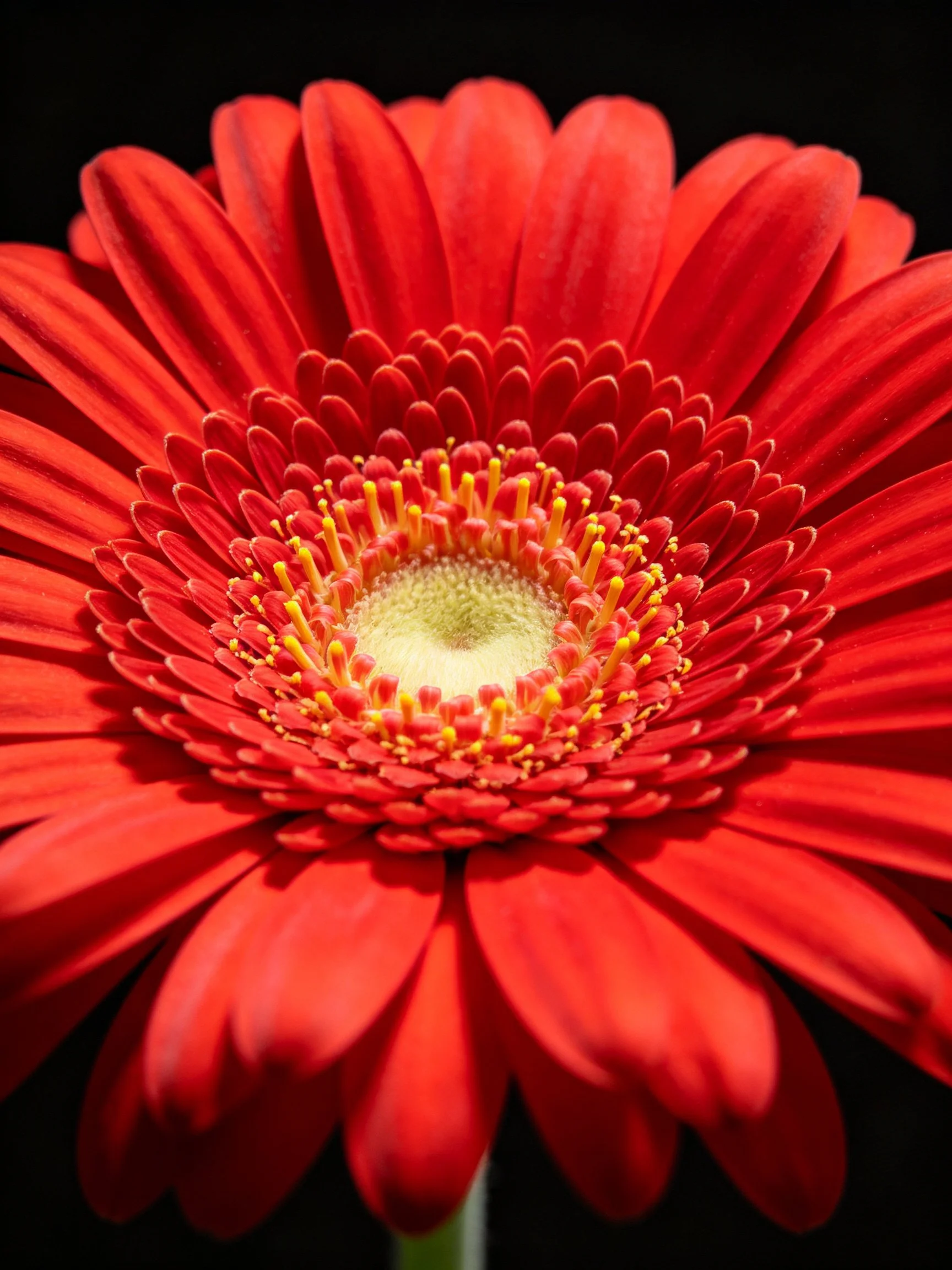 Vibrant red gerbera daisy with layered petals