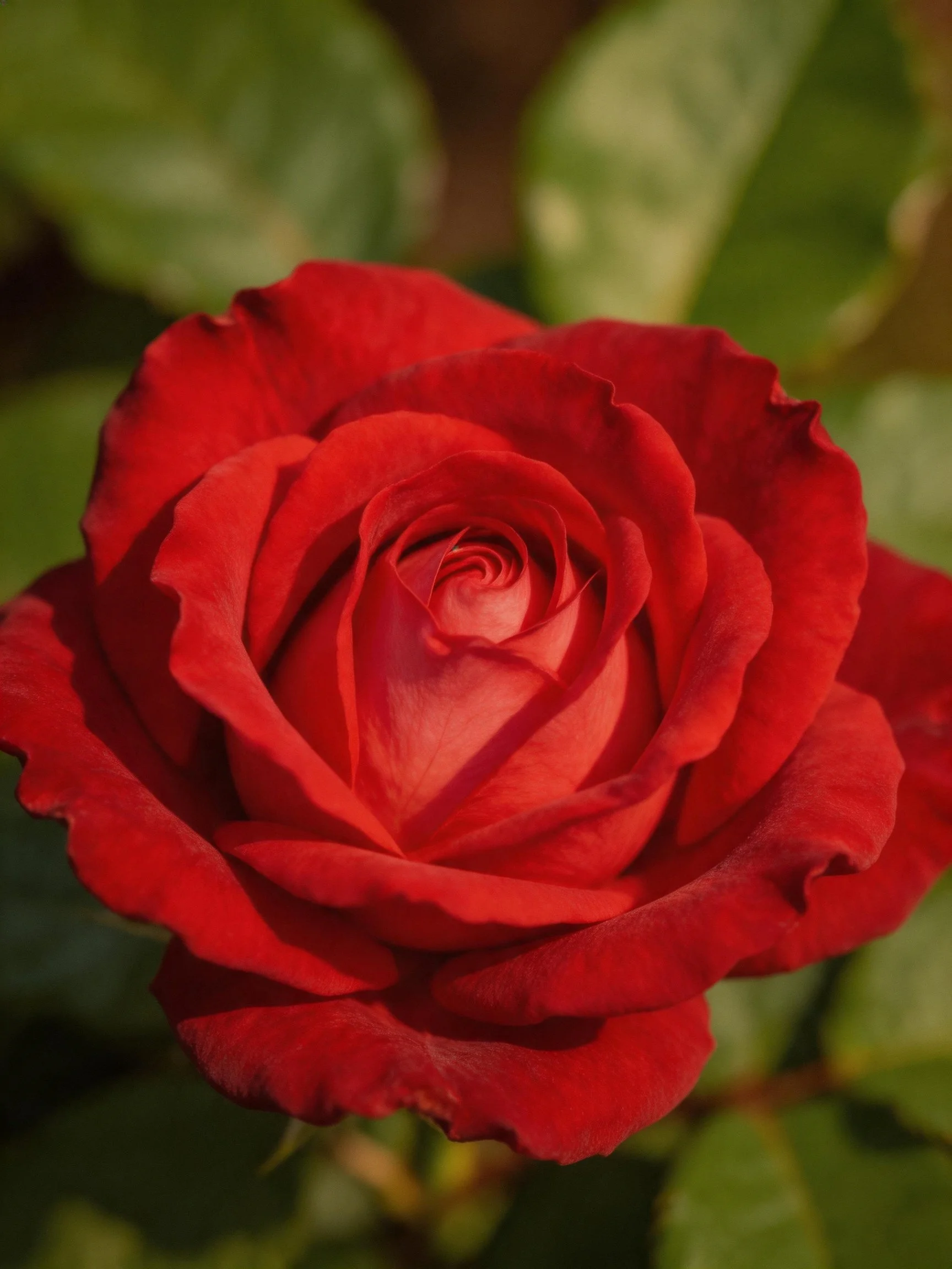 Vibrant red rose in full bloom with layered petals
