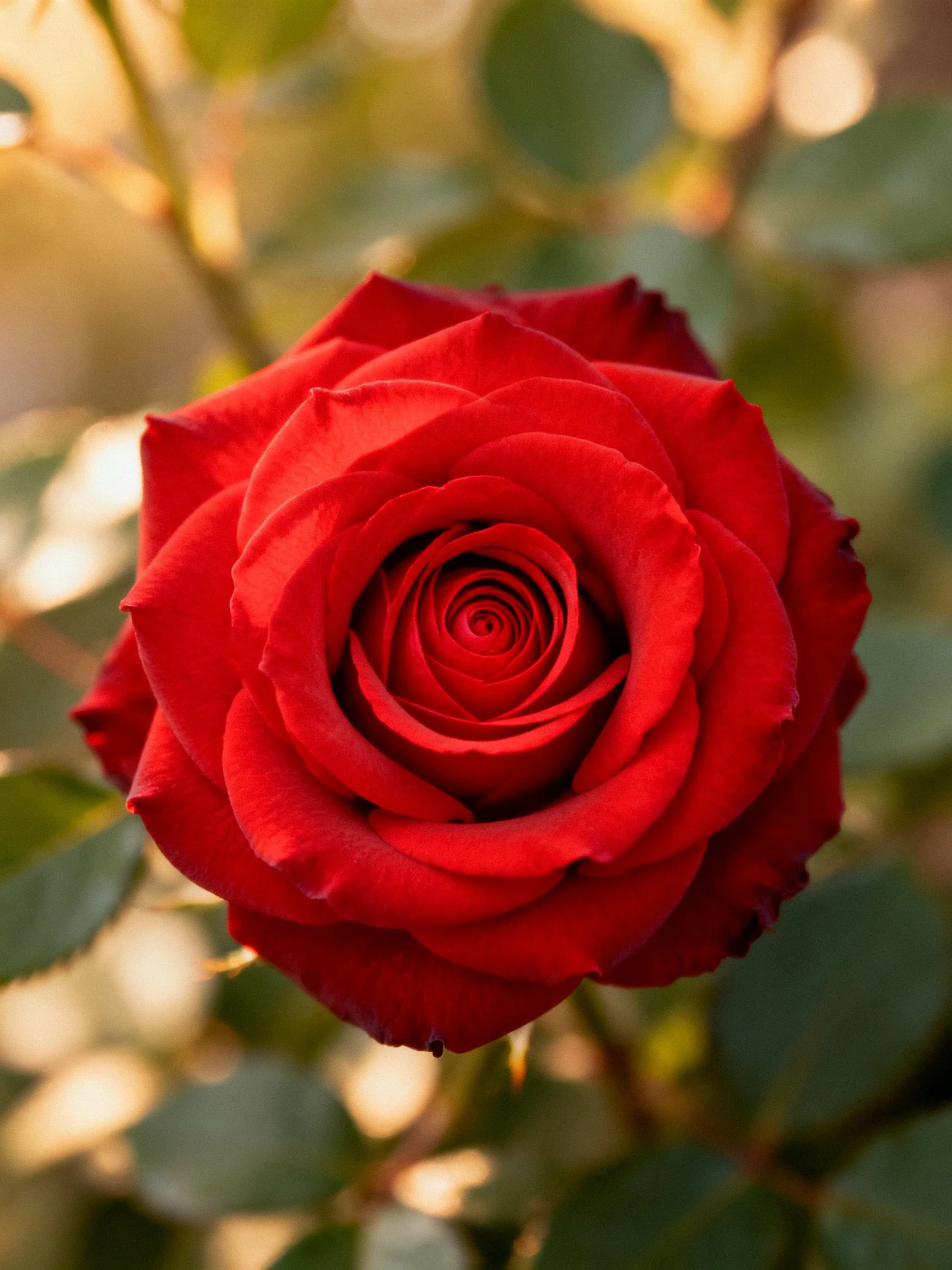Vibrant red rose in full bloom with layered petals