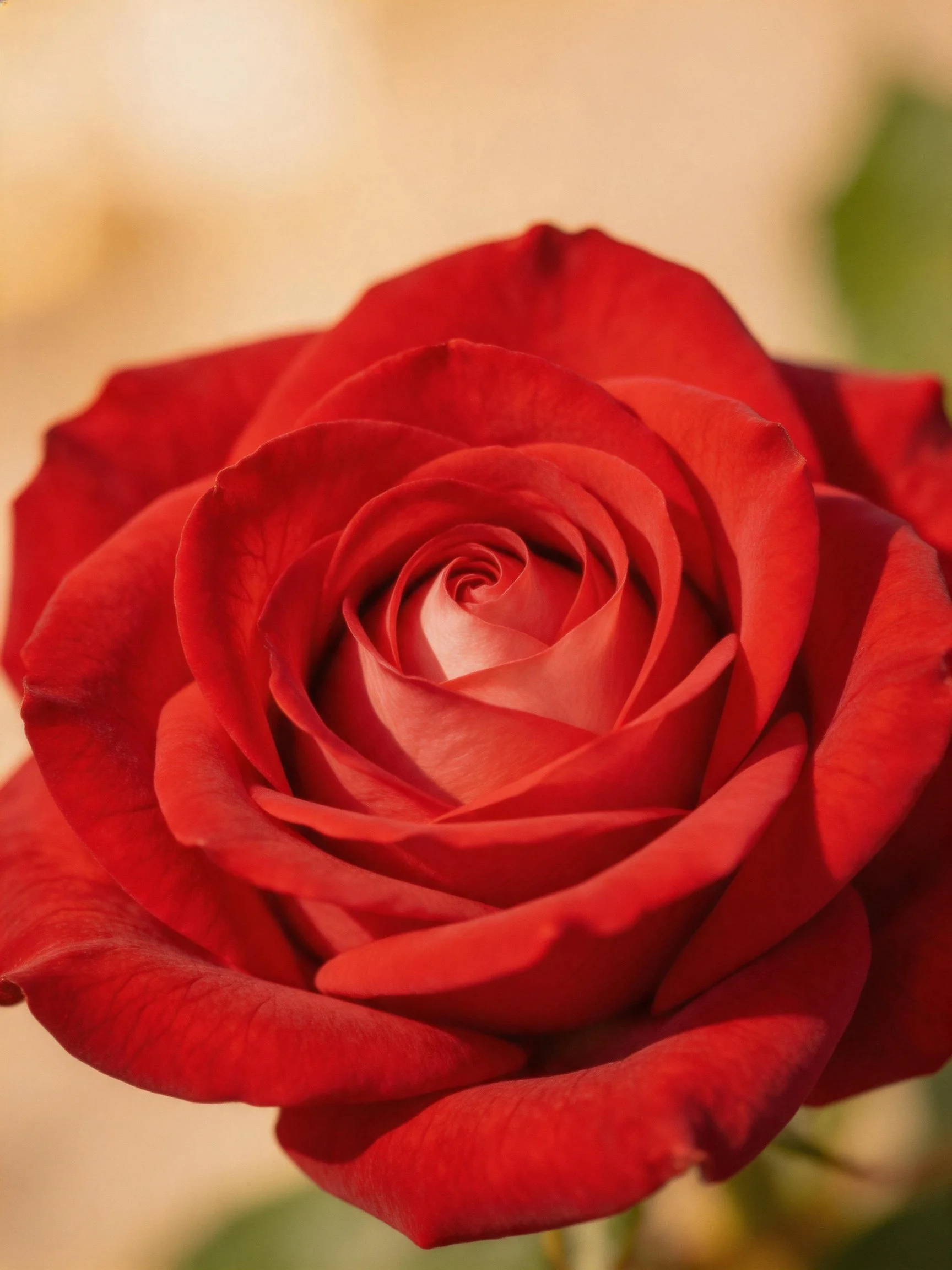 Vibrant red rose with layered petals in close - up