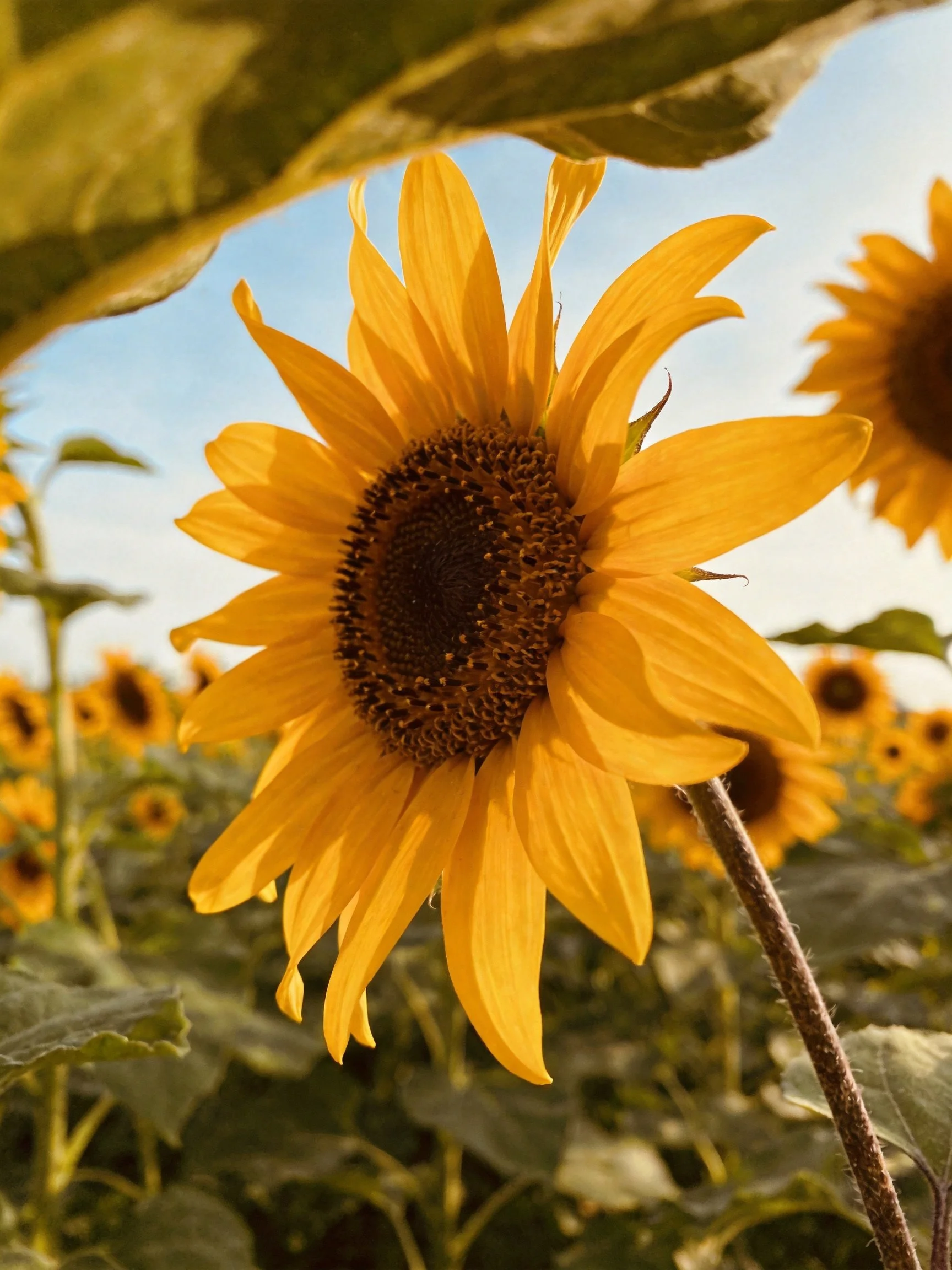 Vibrant sunflowers with golden petals and green foliage