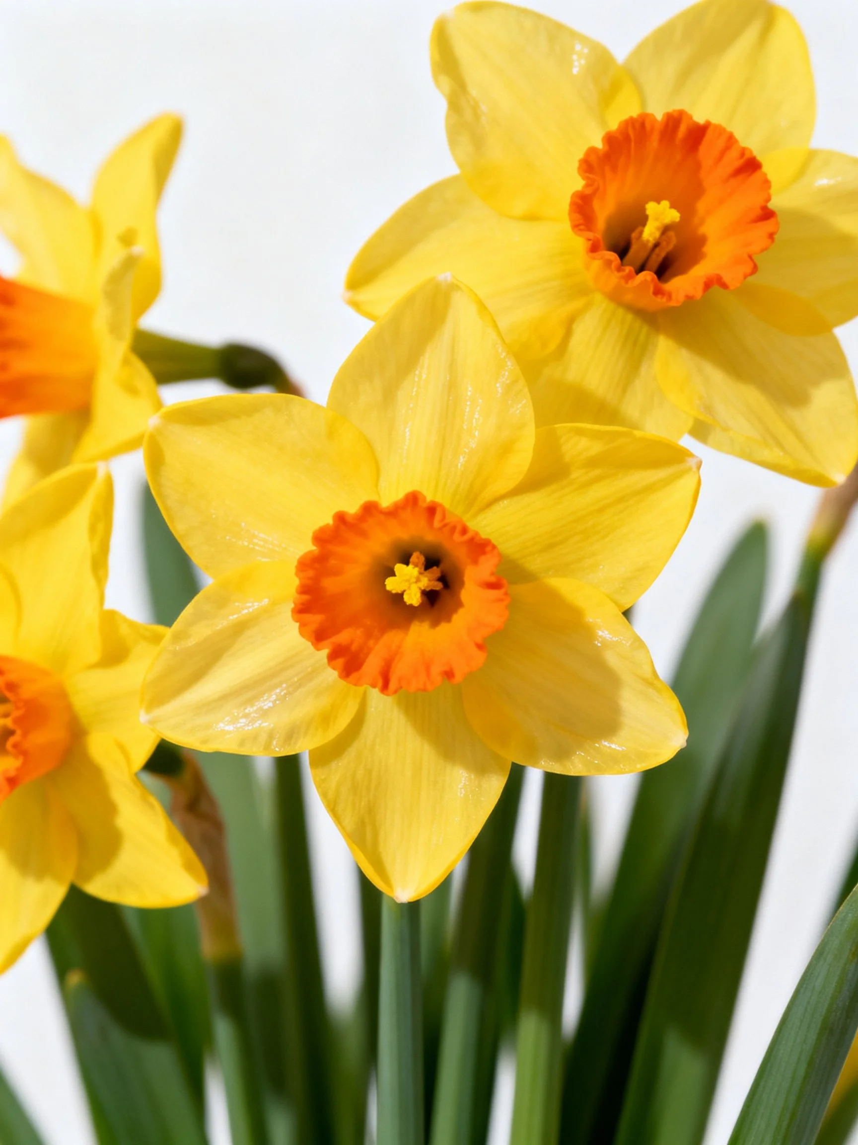 Vibrant yellow daffodils with orange centers