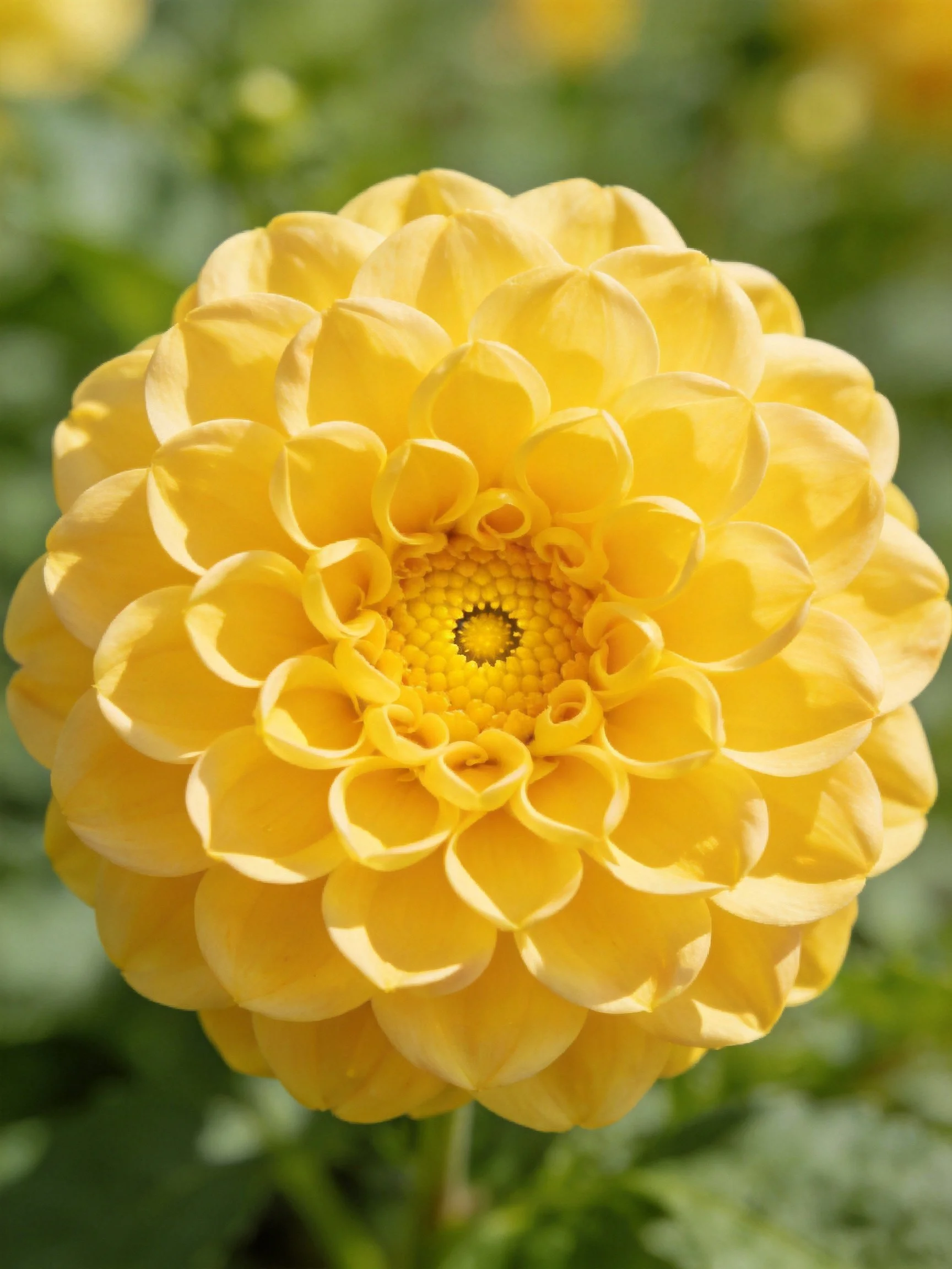Vibrant yellow dahlia with layered petals
