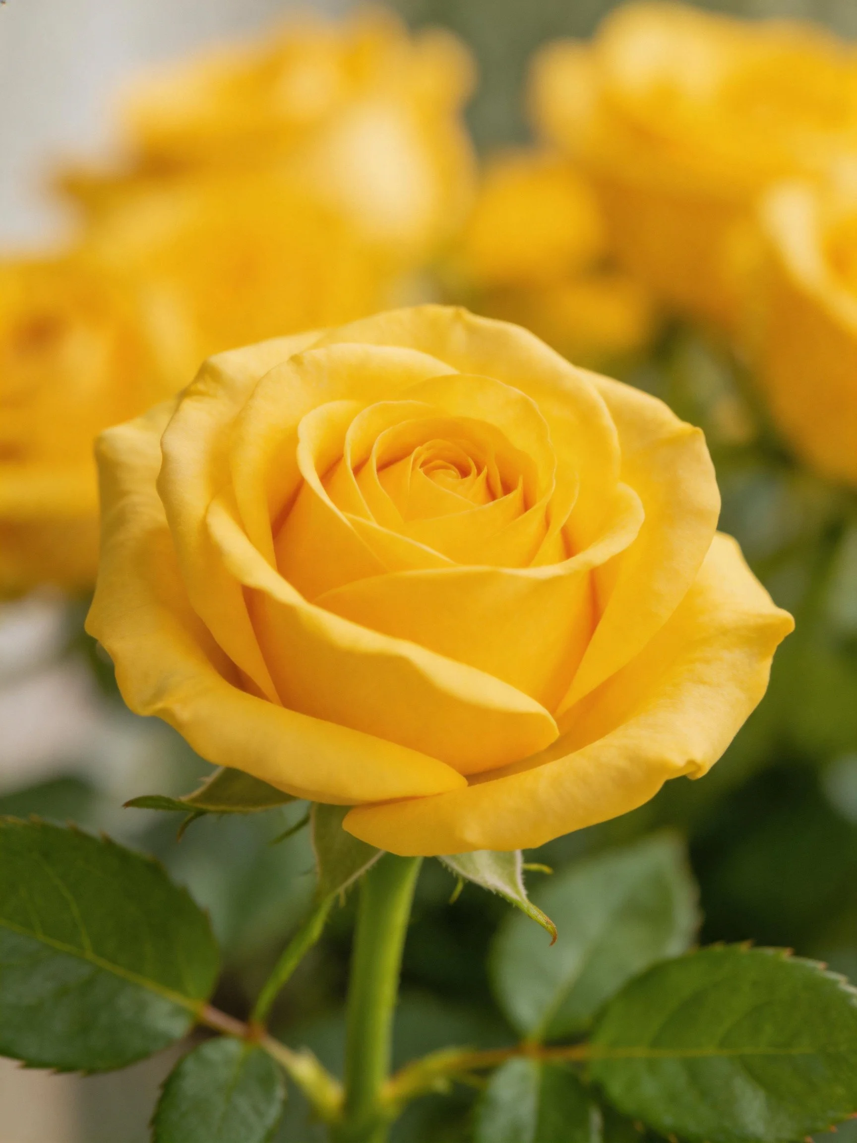 Vibrant yellow roses centered with green foliage