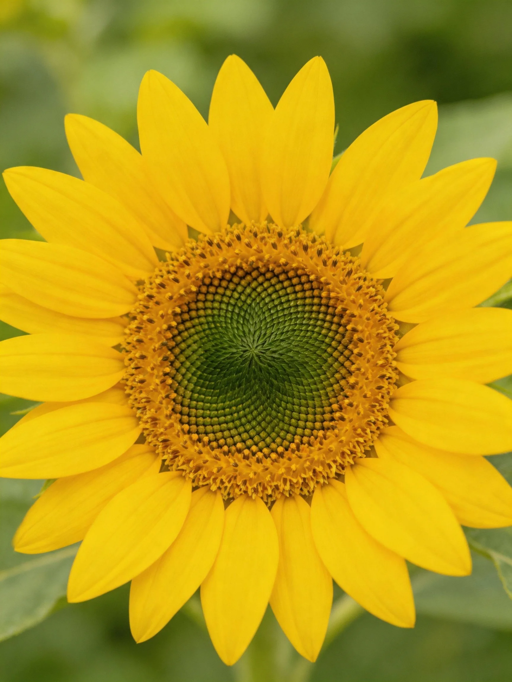 Vibrant yellow sunflower with intricate green center