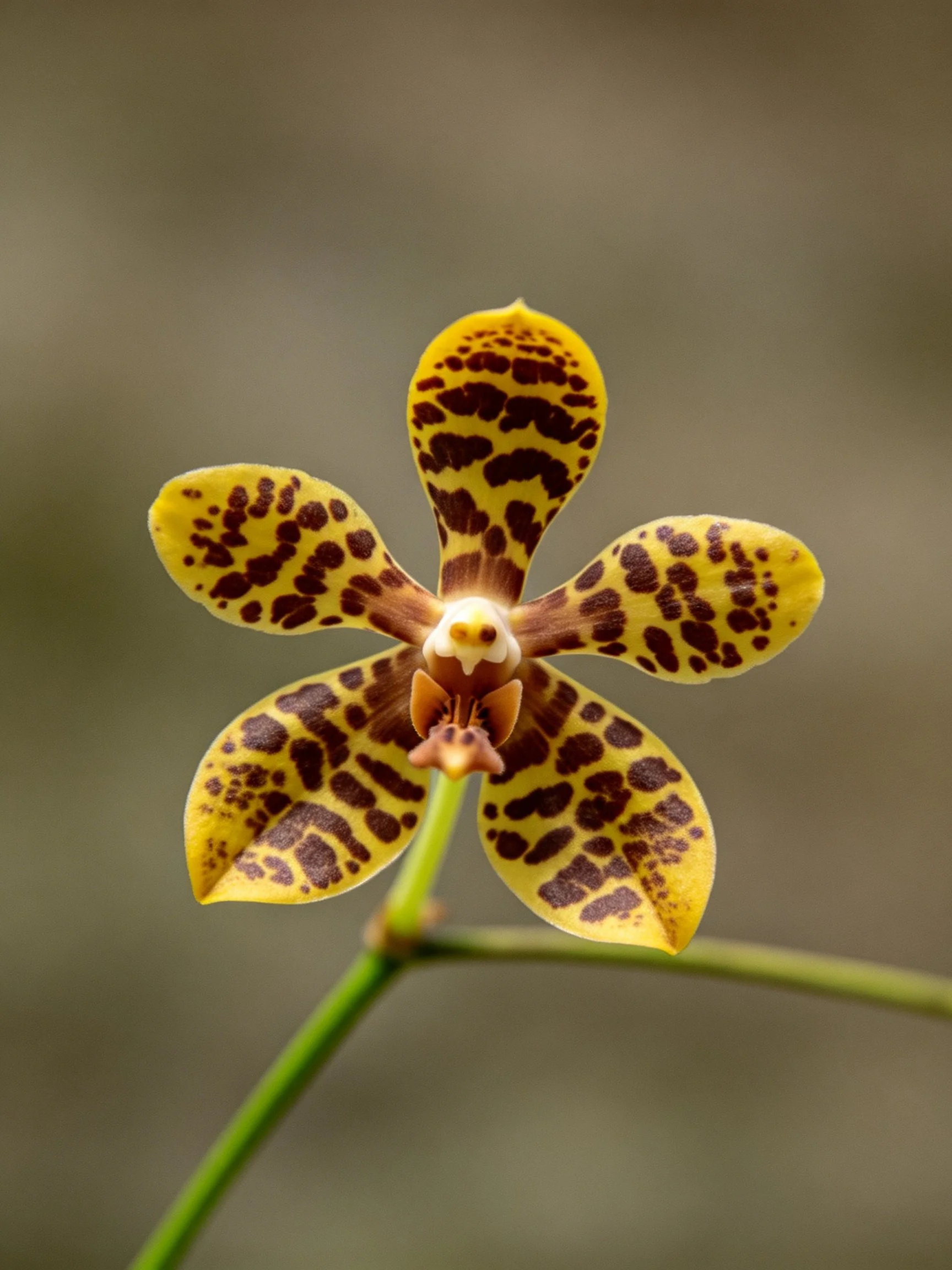 Yellow orchid with dark brown spotted petals