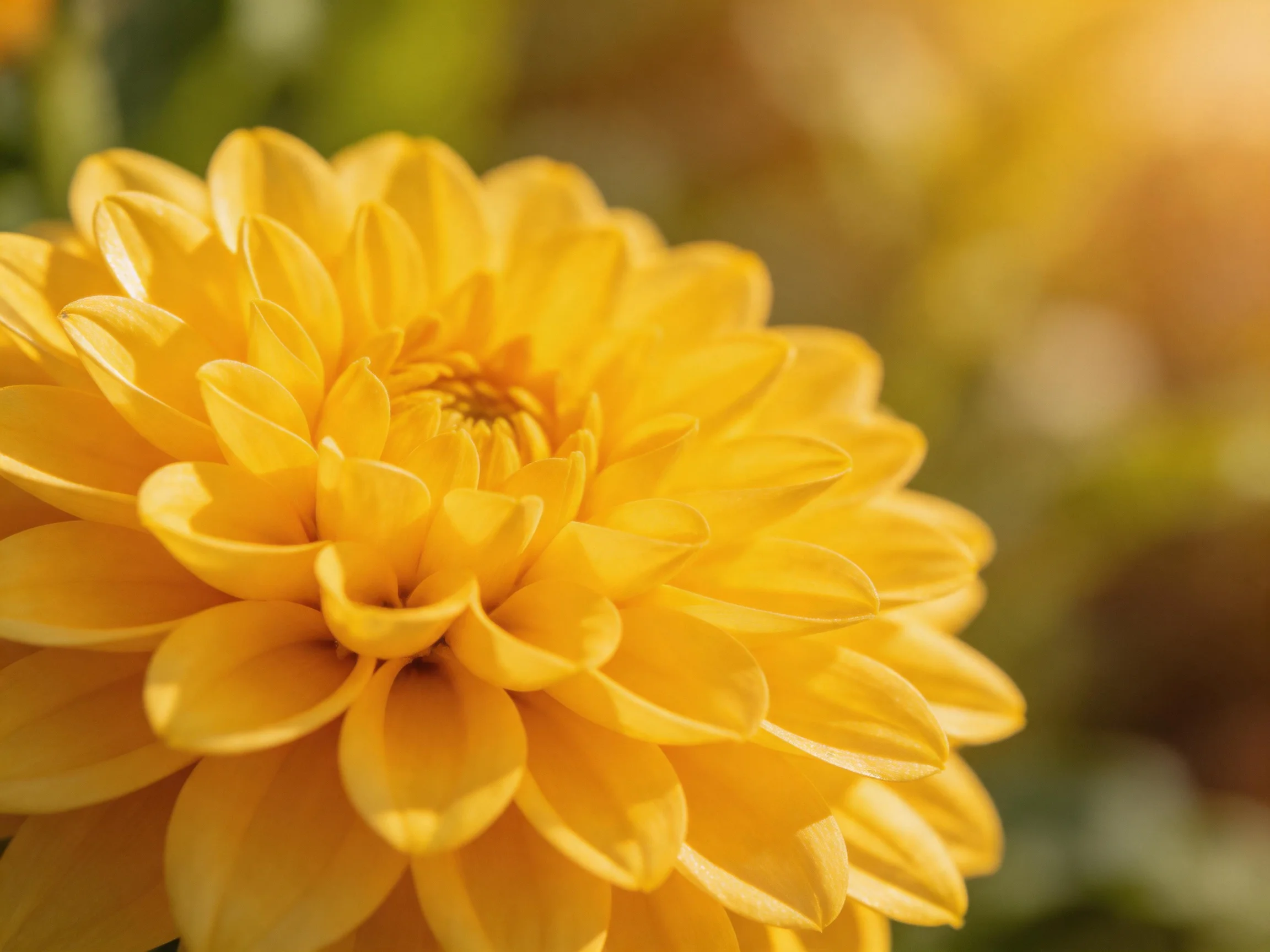 A bright yellow dahlia with layered petals in close - up