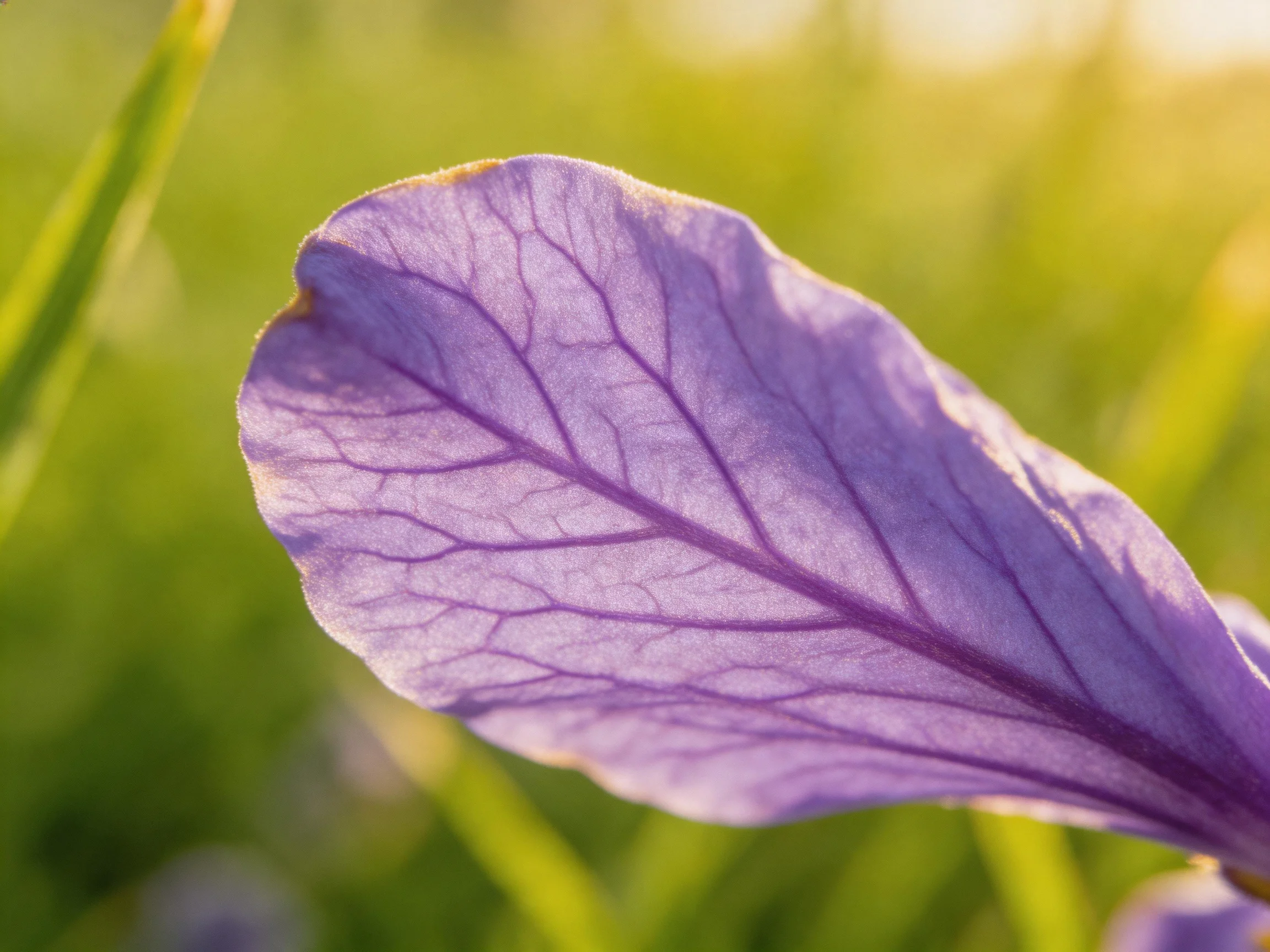A close - up of a delicate purple flower petal with prominent veins