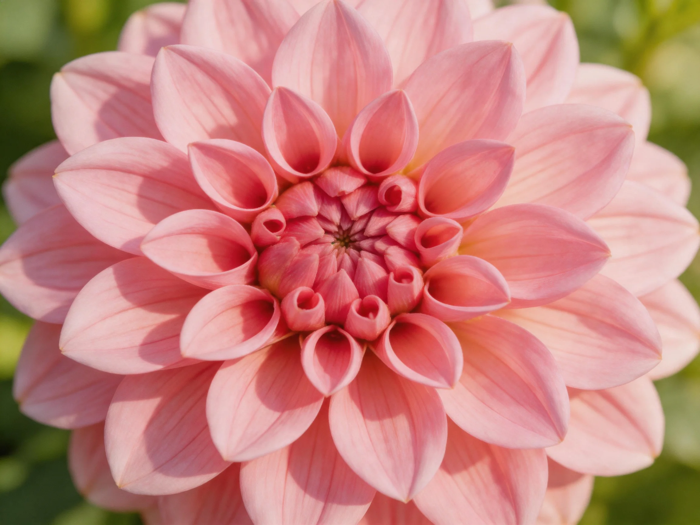A close - up of a large pink dahlia with layered petals