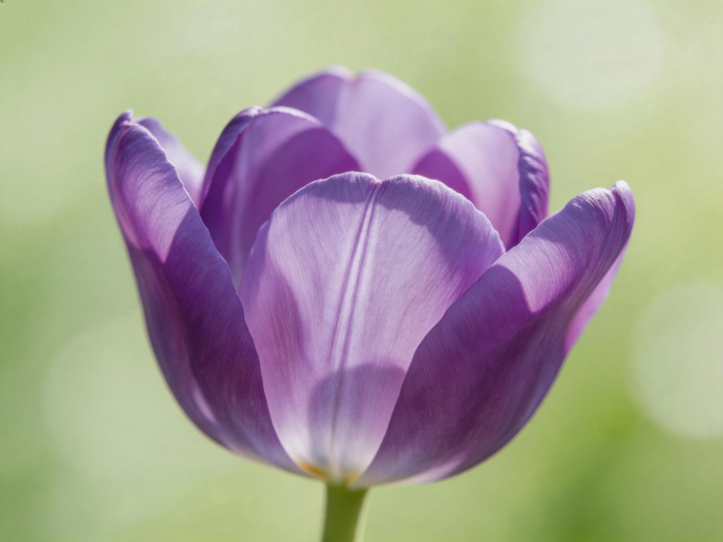A close - up of a rich purple tulip with delicate petals