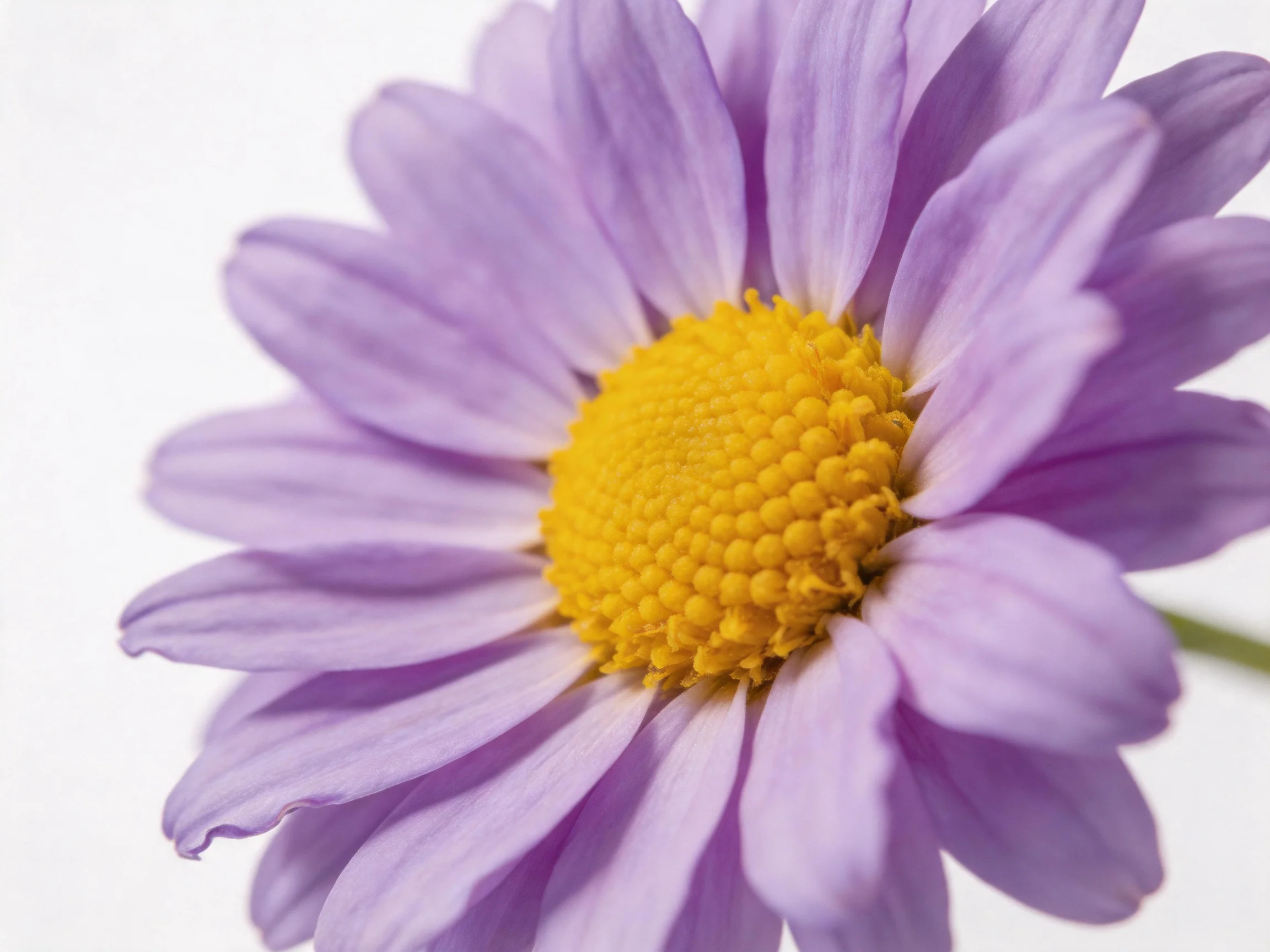 A close - up of a vibrant purple daisy with a yellow central disc