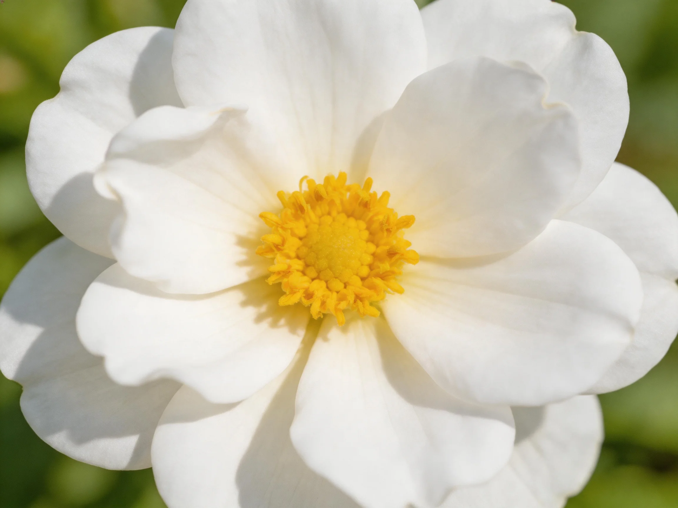 A white flower with a yellow center is shown in close - up