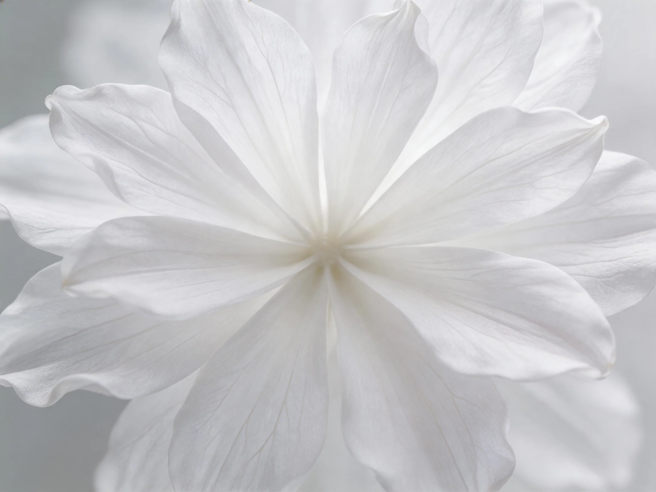 A close - up view of a large white flower with layered petals