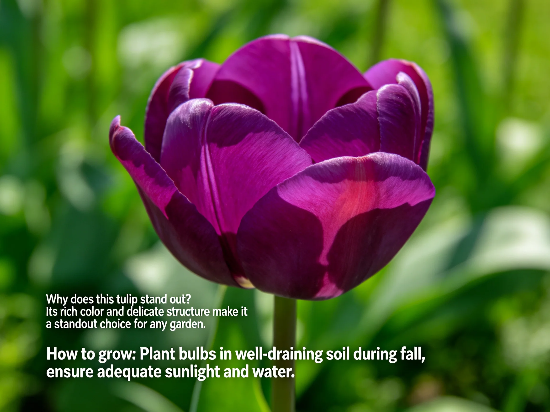 A deep purple tulip with layered petals