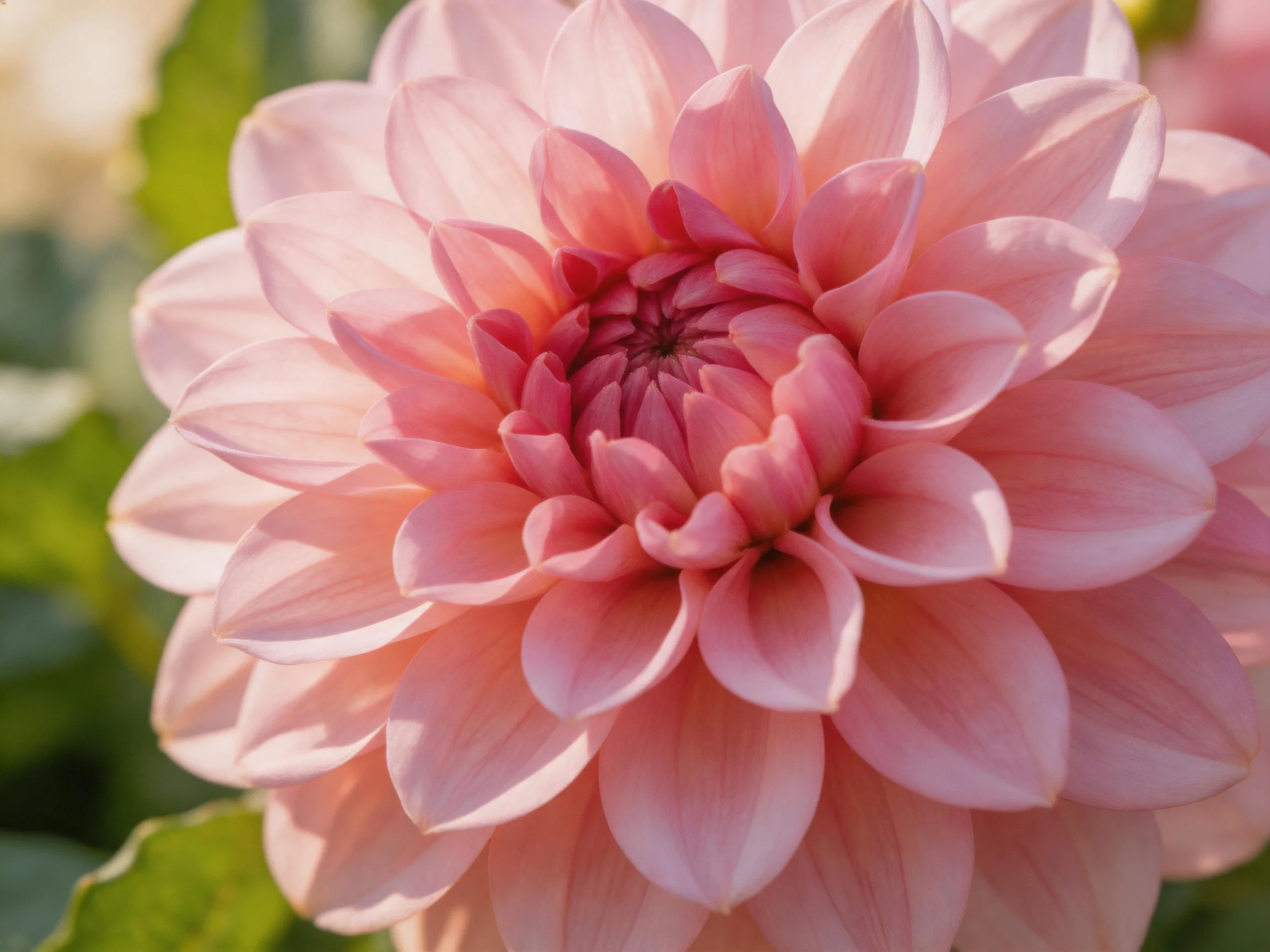 A fully bloomed pink dahlia with layered petals