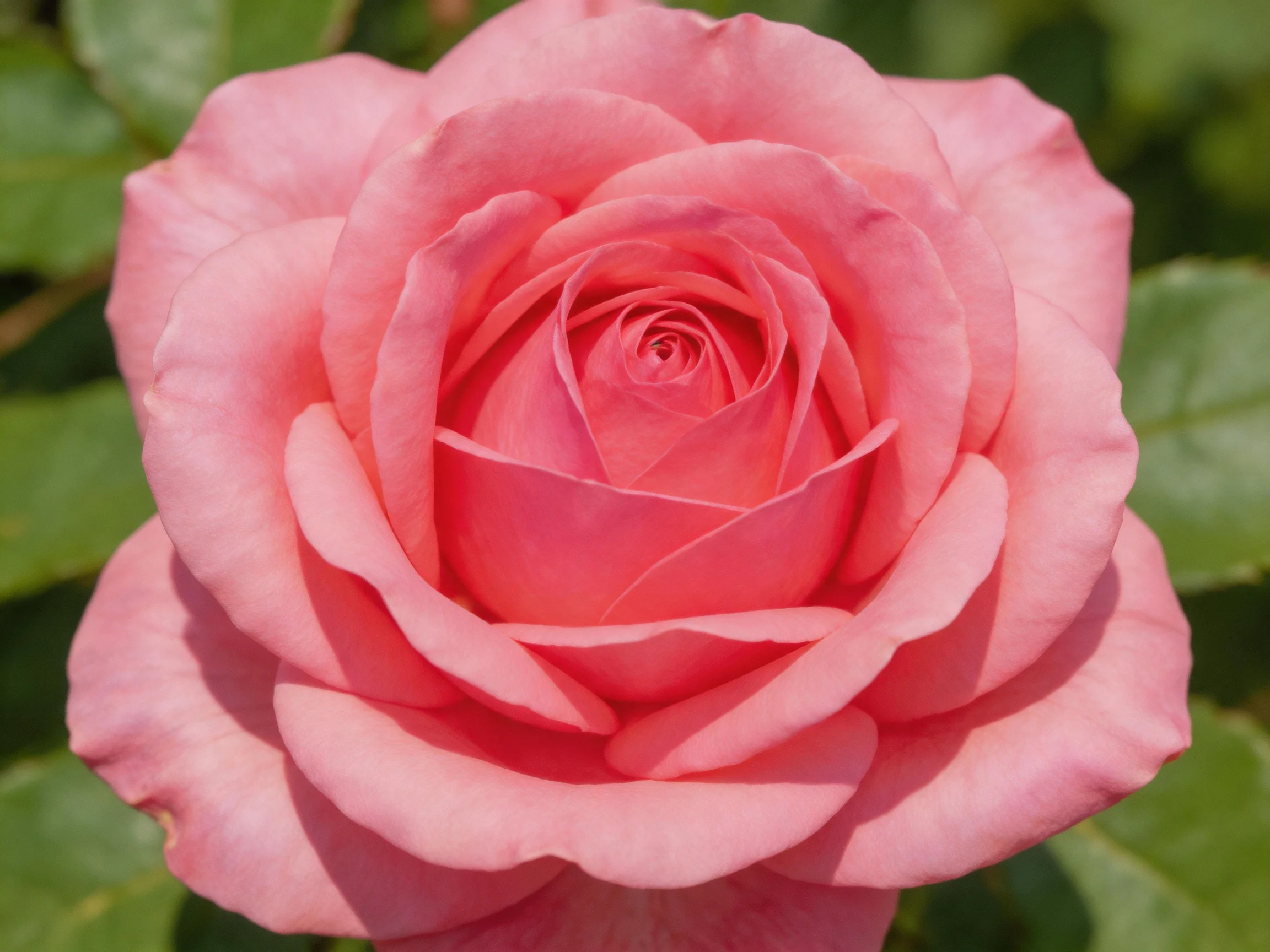 A fully bloomed pink rose with layered petals