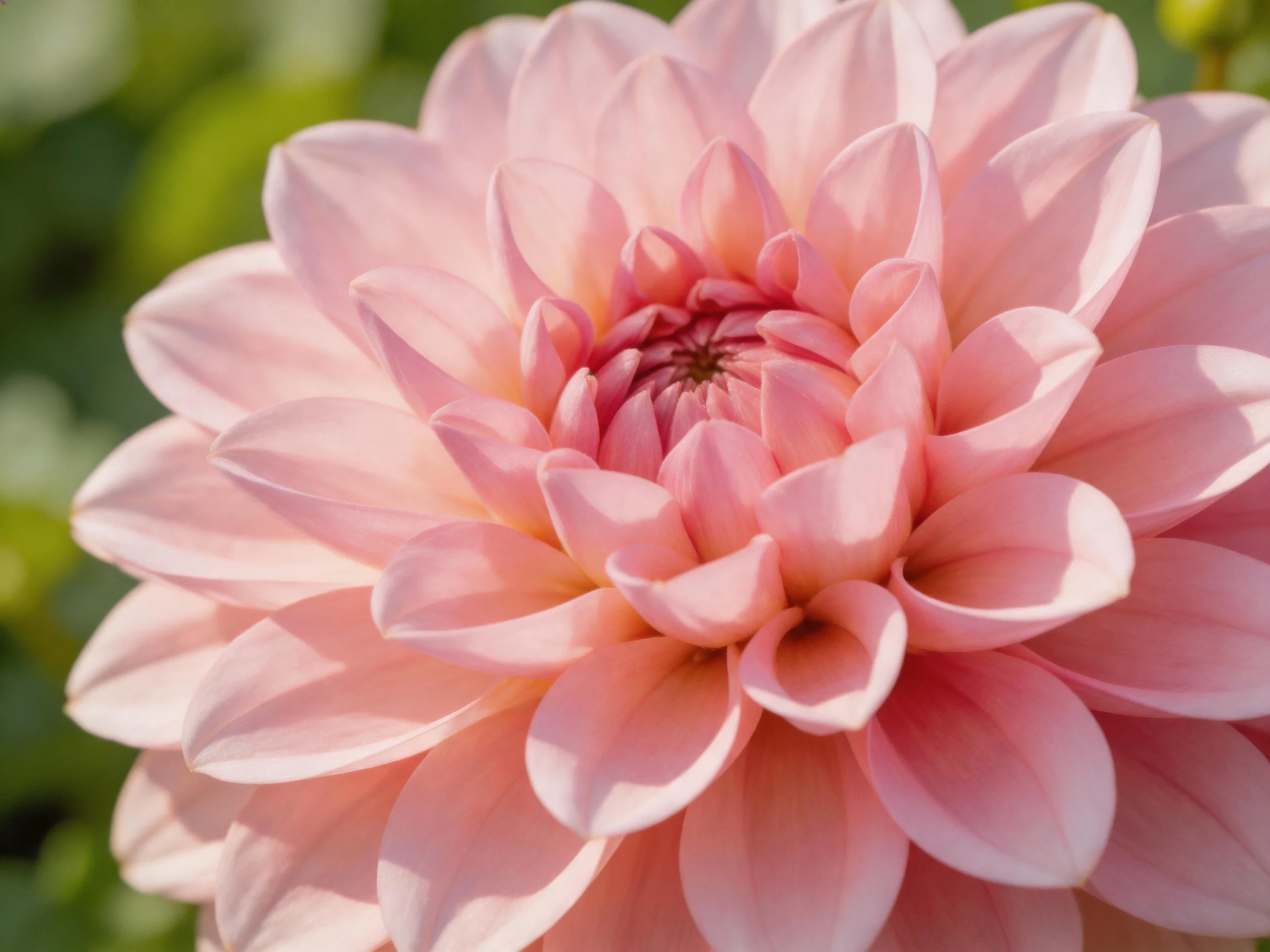 A large pink dahlia with layered petals in natural light