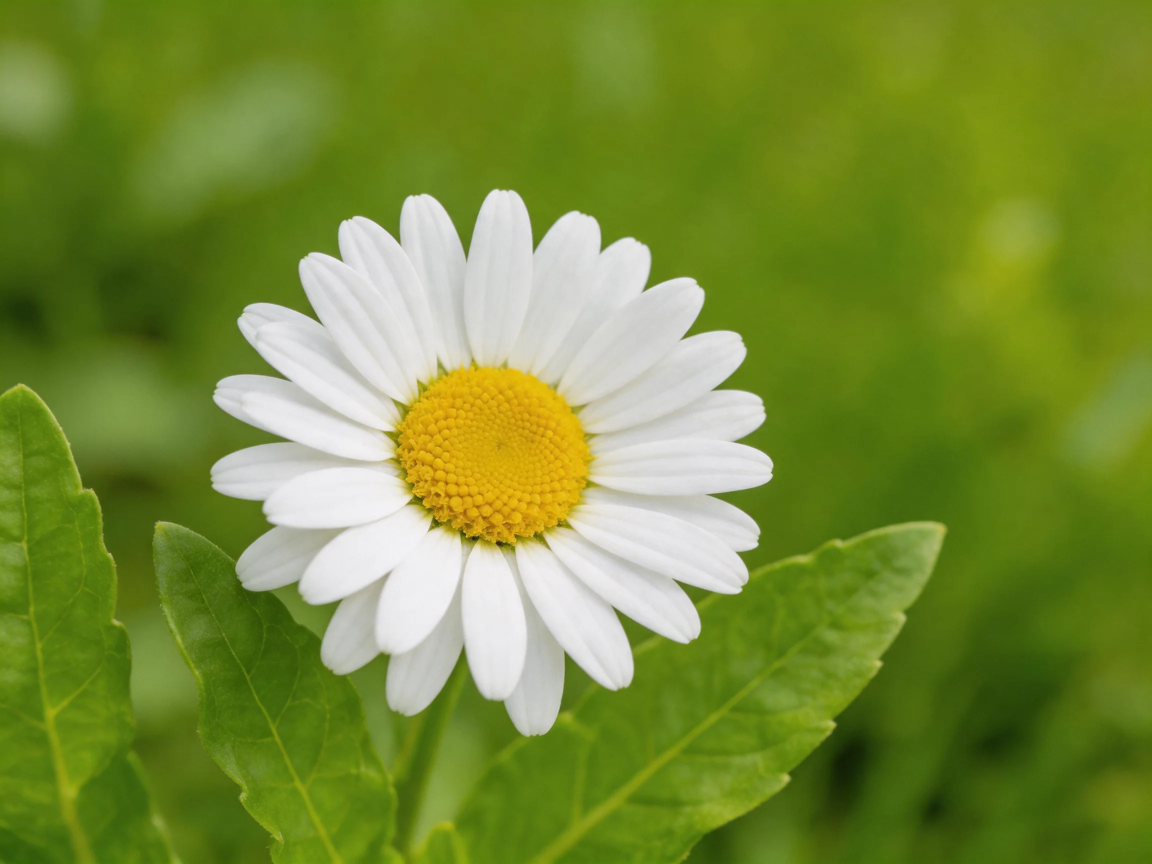 A single daisy with white petals and a yellow center