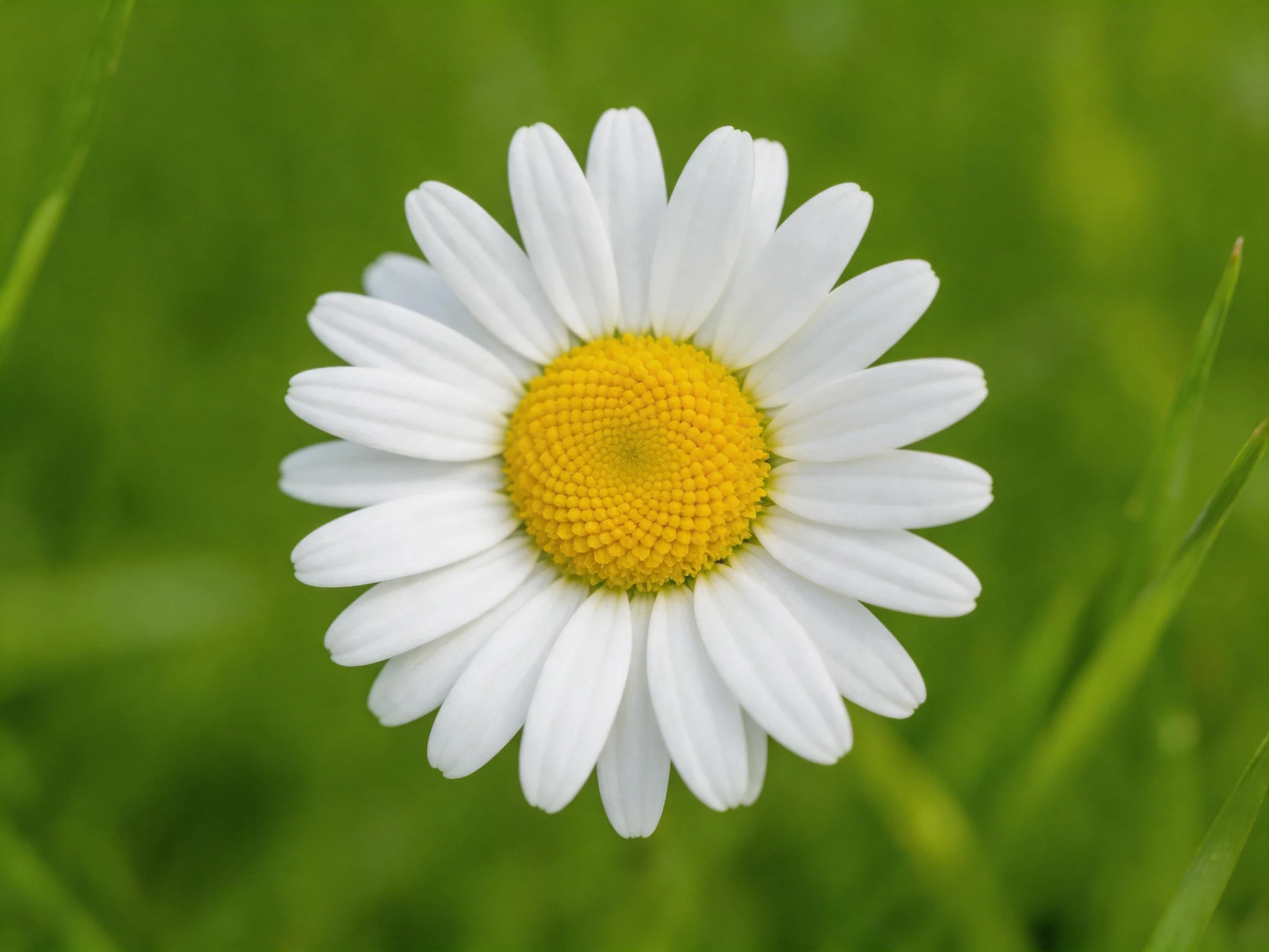 A single daisy with white petals and vibrant yellow center