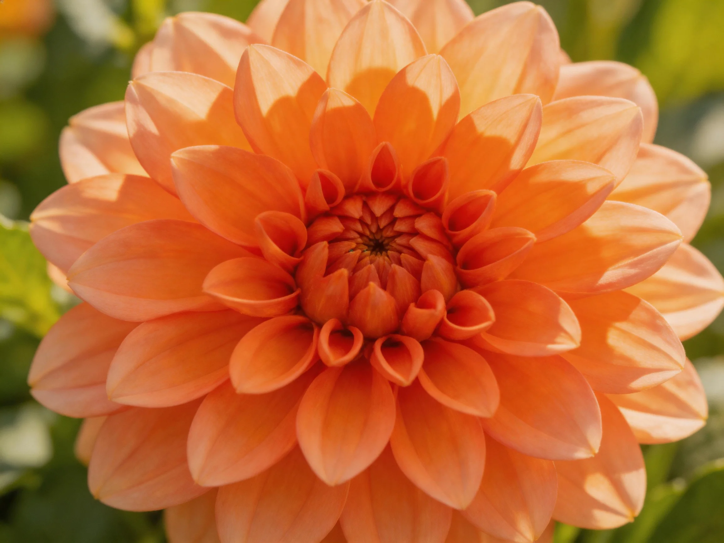 A vibrant orange dahlia with layered petals
