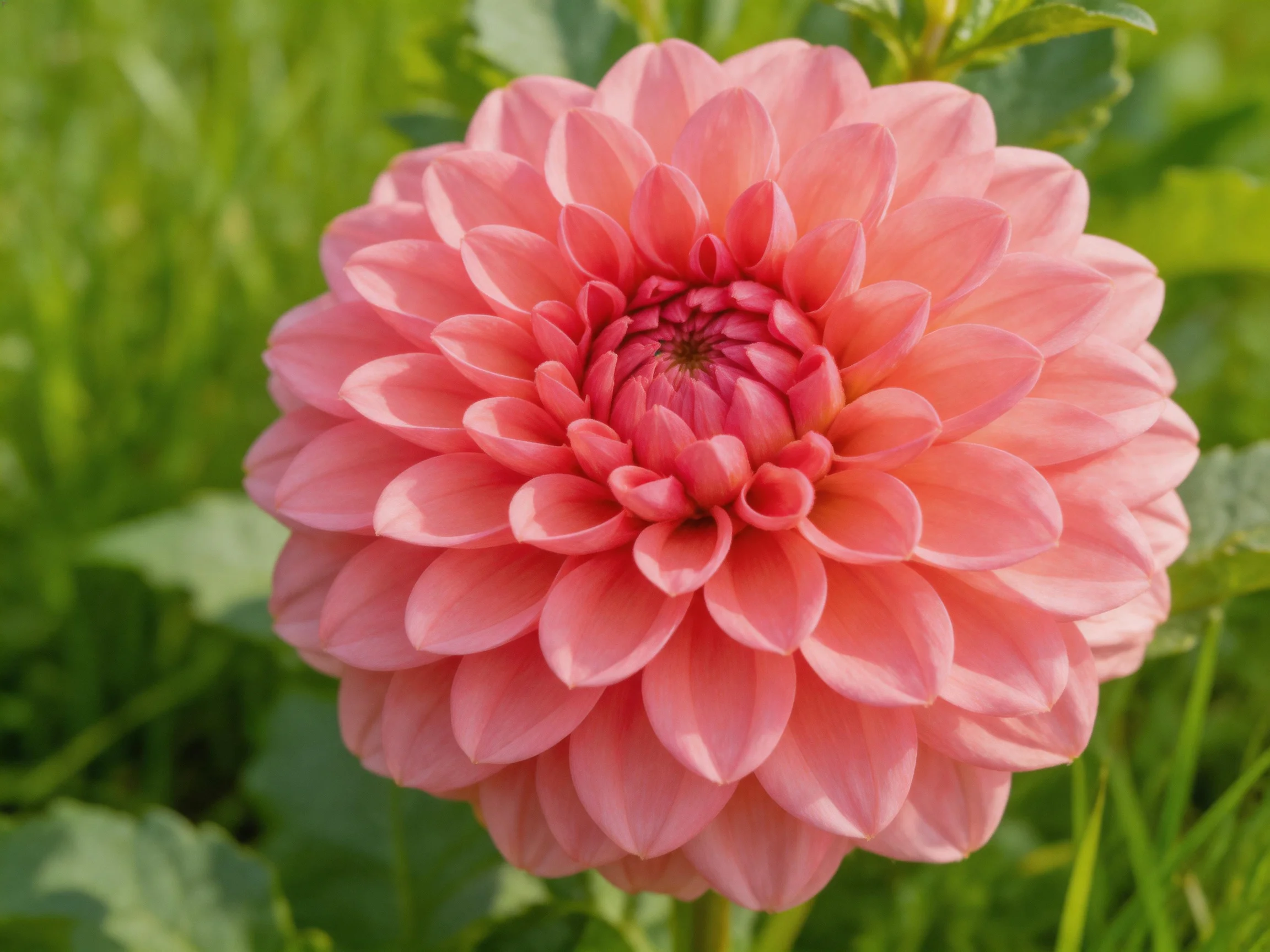 A vibrant pink dahlia blooms amidst lush green foliage