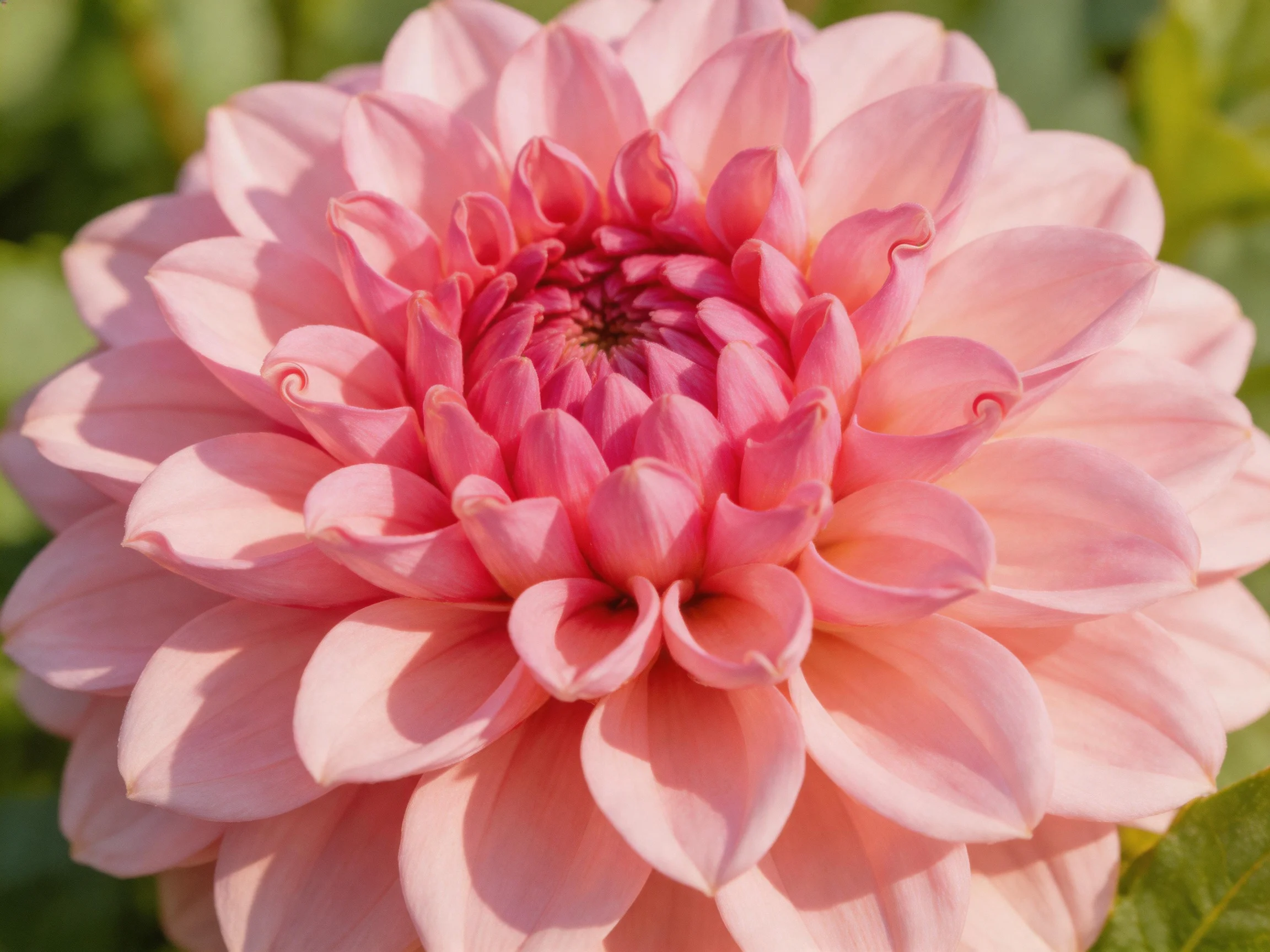 A vibrant pink dahlia with layered petals in natural light
