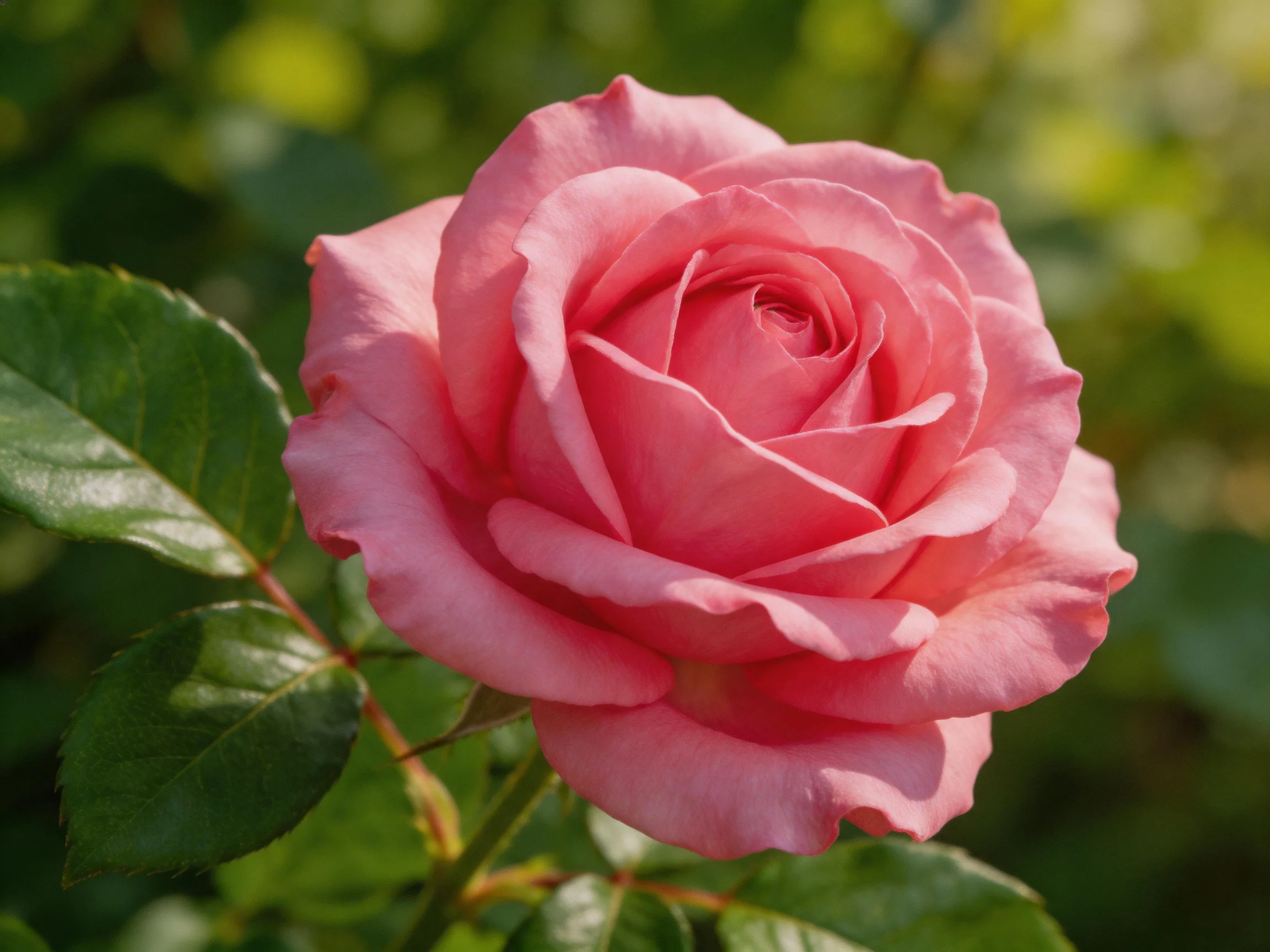 A vibrant pink rose blooms amid lush green foliage