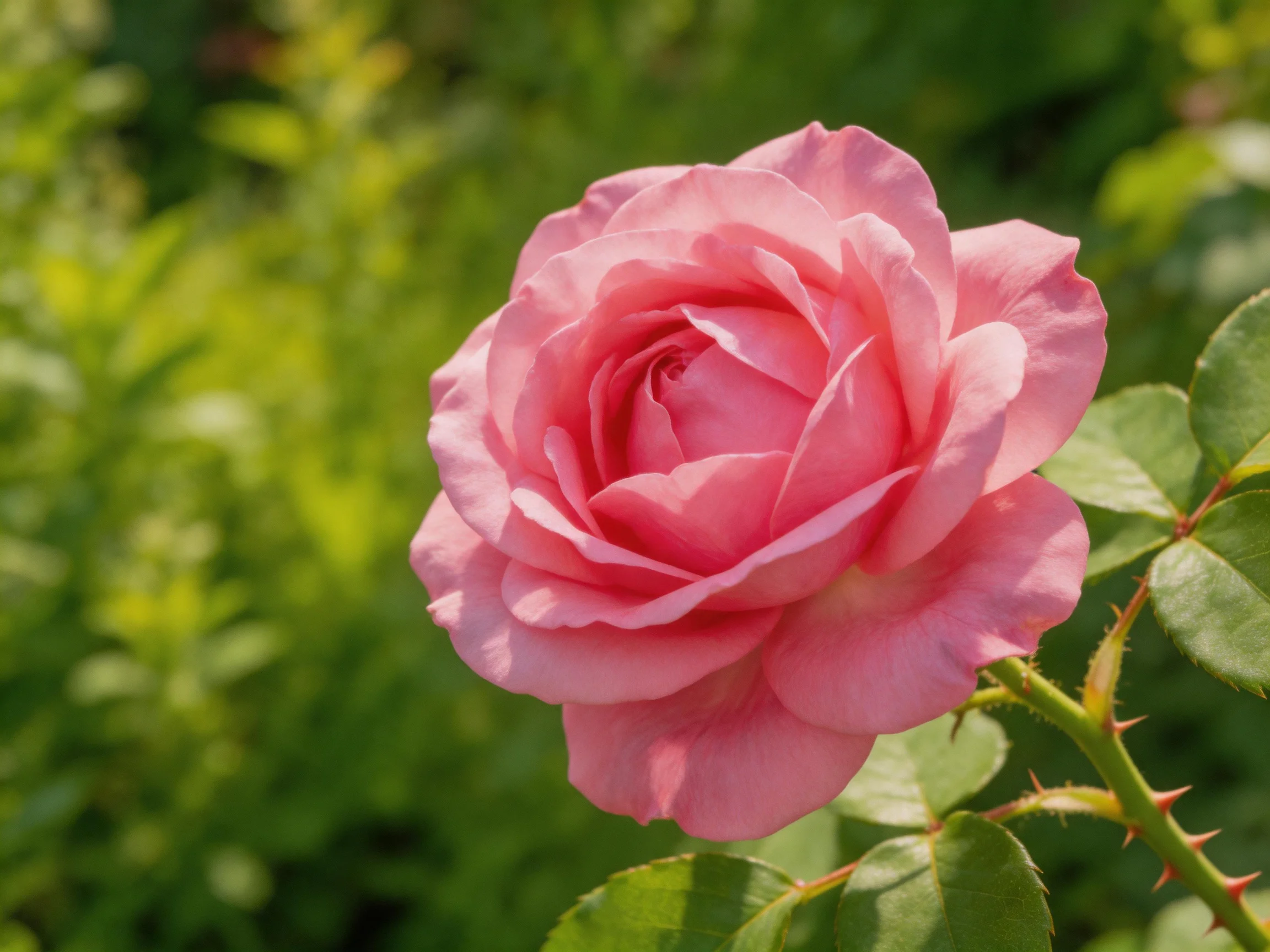A vibrant pink rose blooms amid lush green foliage