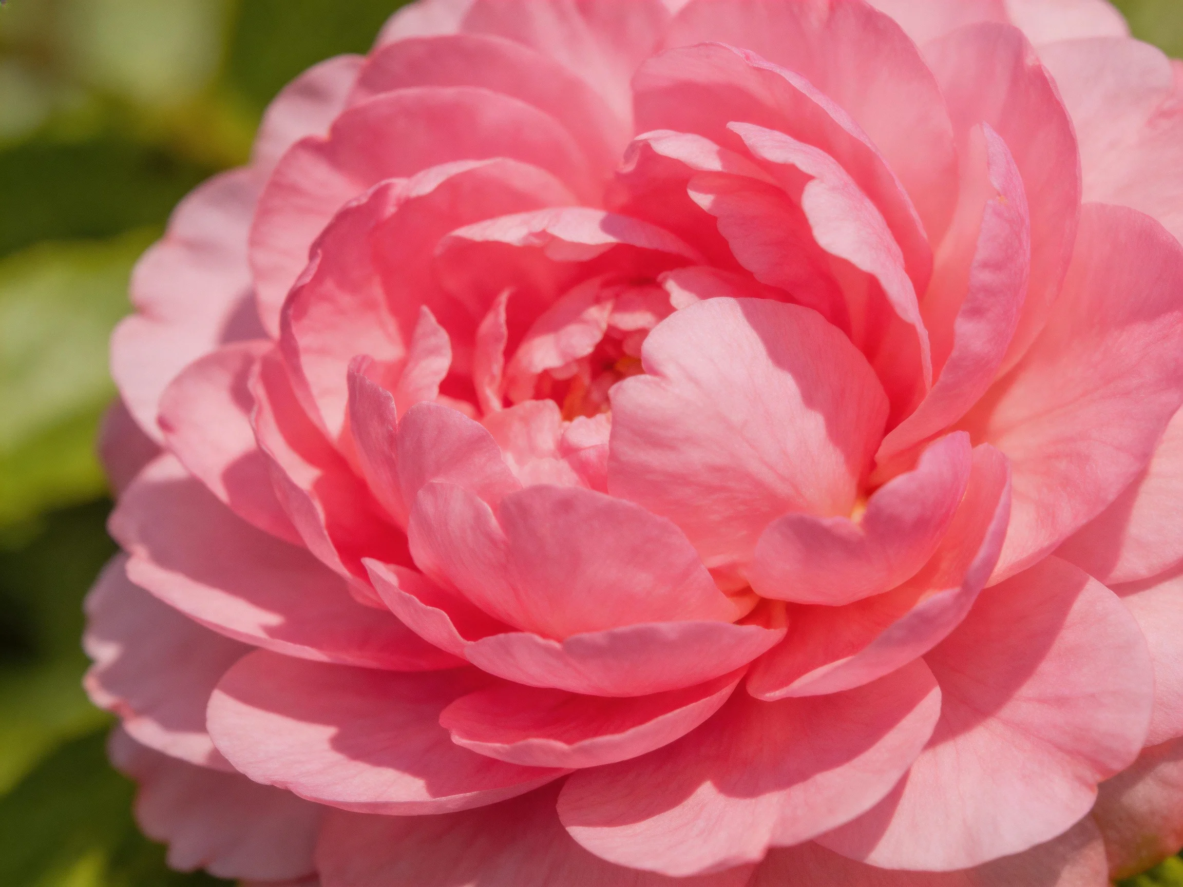 A vibrant pink rose with layered petals against green foliage