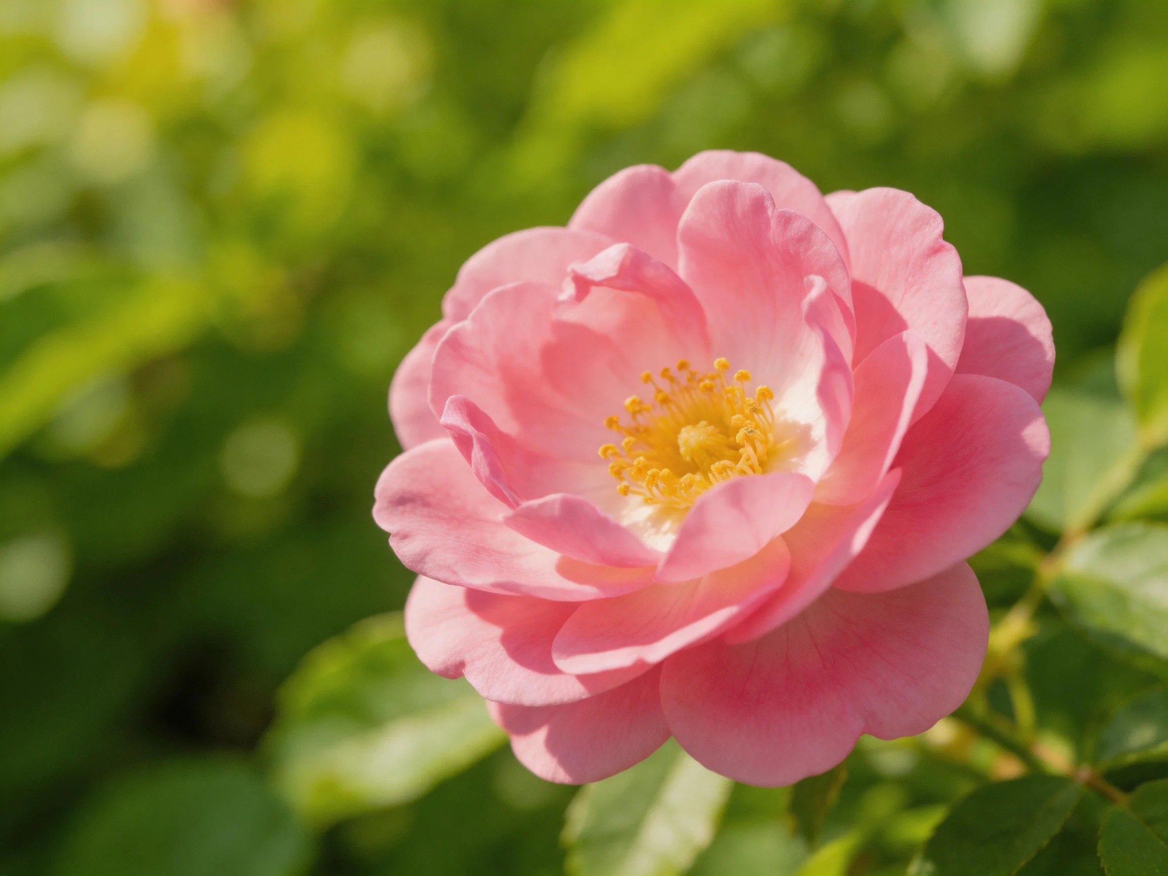 A vibrant pink rose with layered petals amidst green foliage