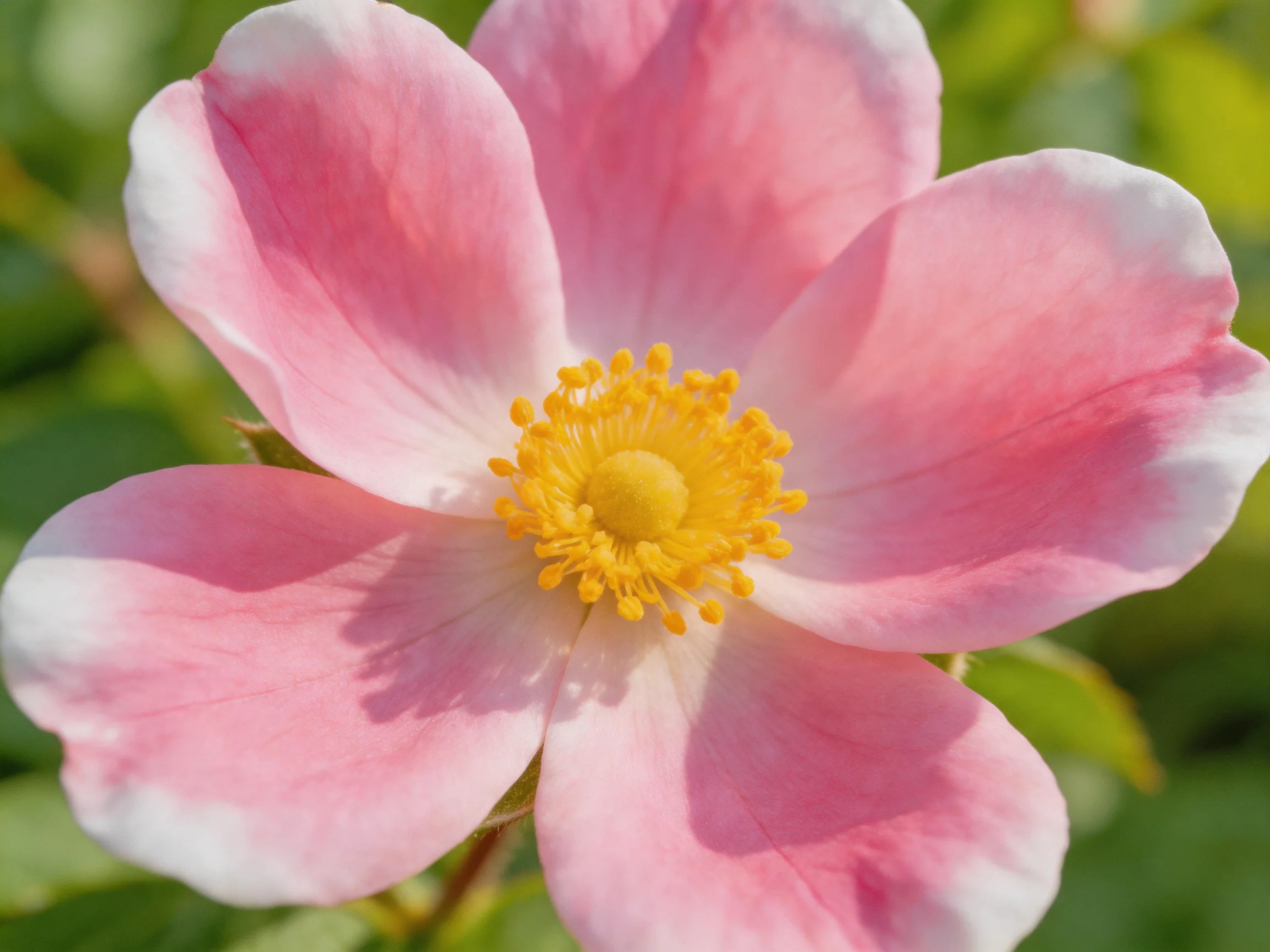 A vibrant pink wildflower with a golden yellow center
