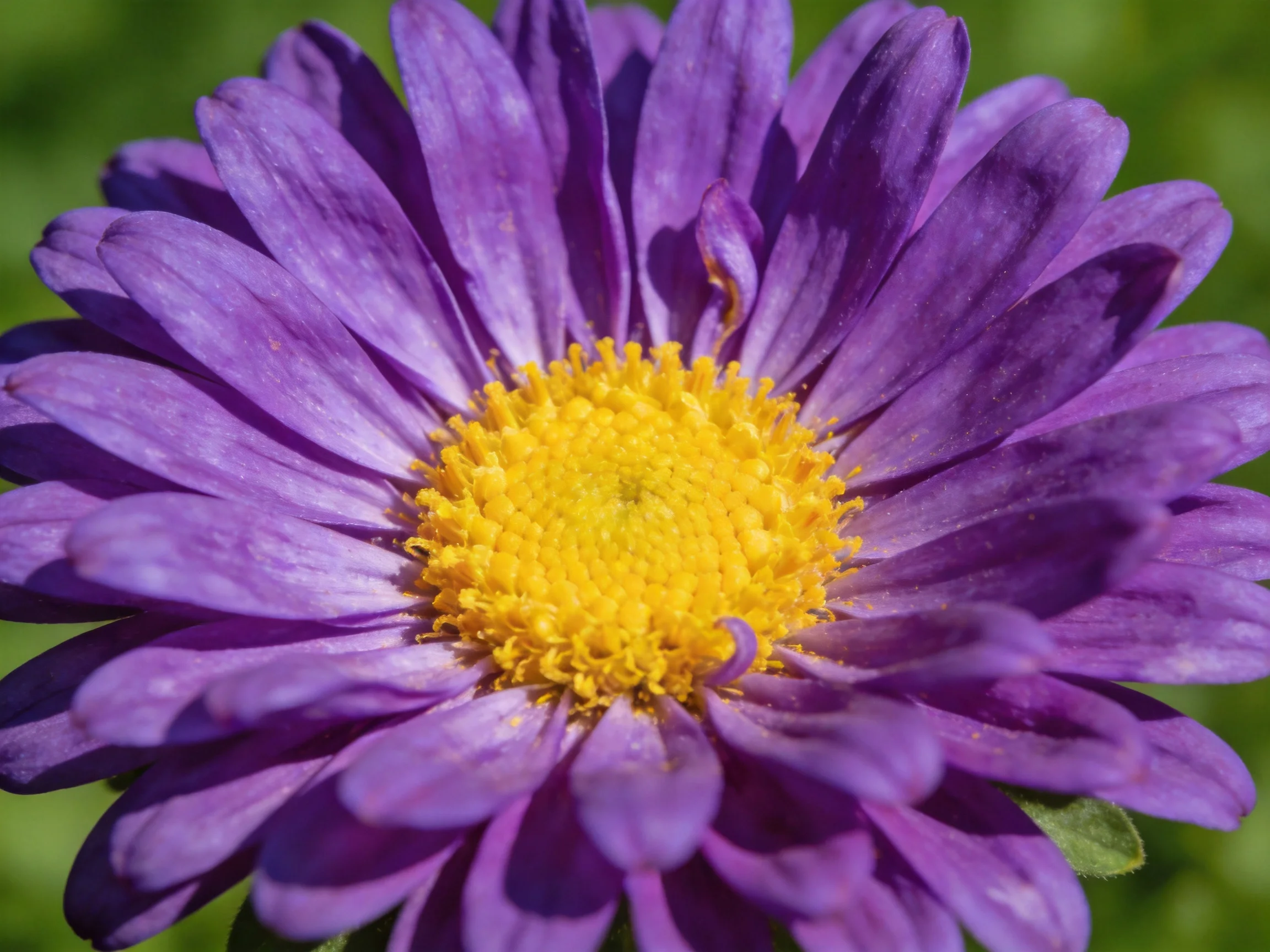 A vibrant purple aster with a bright yellow central disc