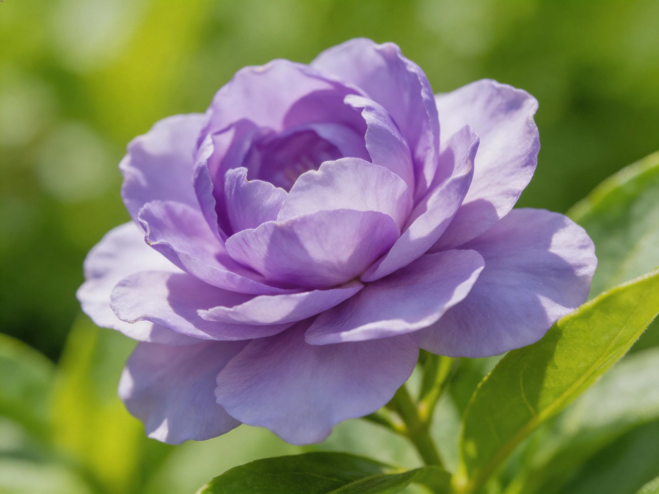 A vibrant purple flower blooms amid lush green foliage
