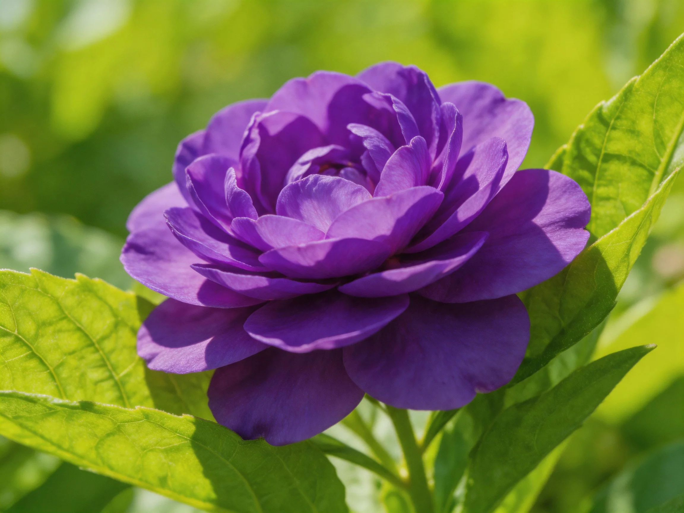 A vibrant purple flower surrounded by lush green foliage