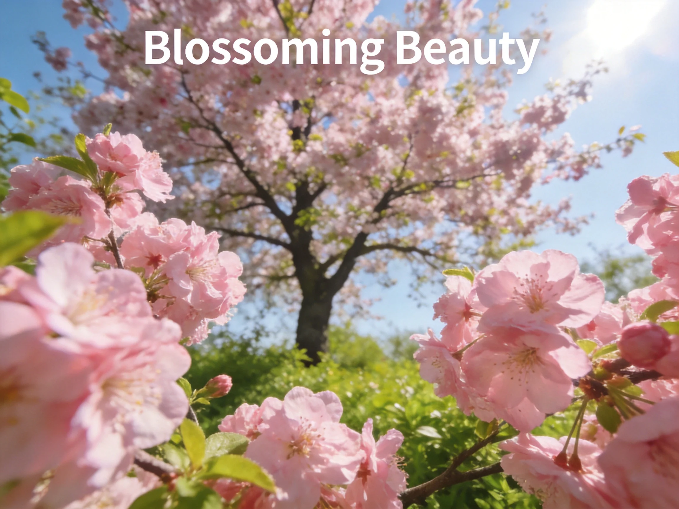 Abundant Soft Pink Cherry Blossoms Under Sunny Light