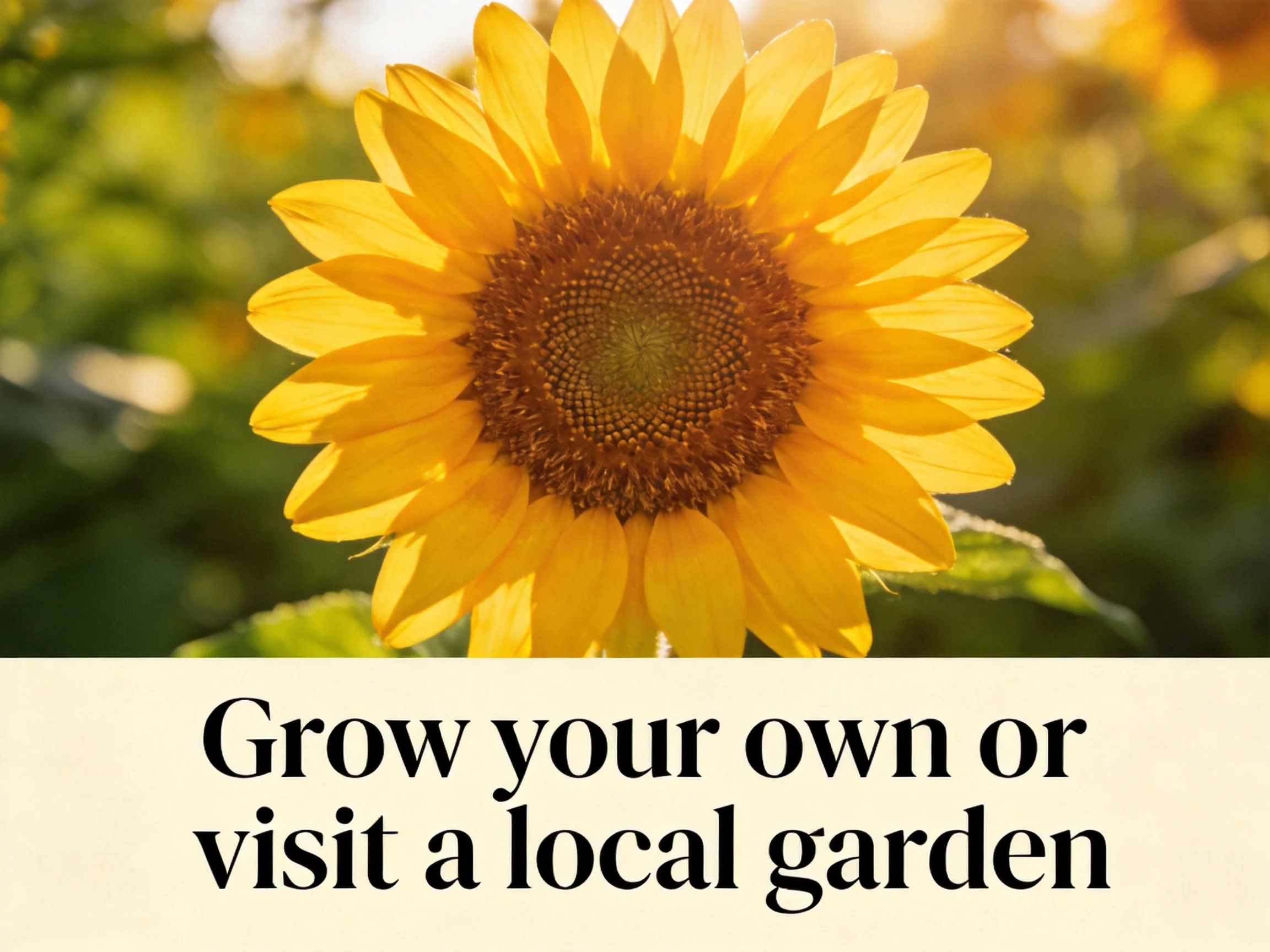 Bright yellow sunflower with brown center, surrounded by greenery