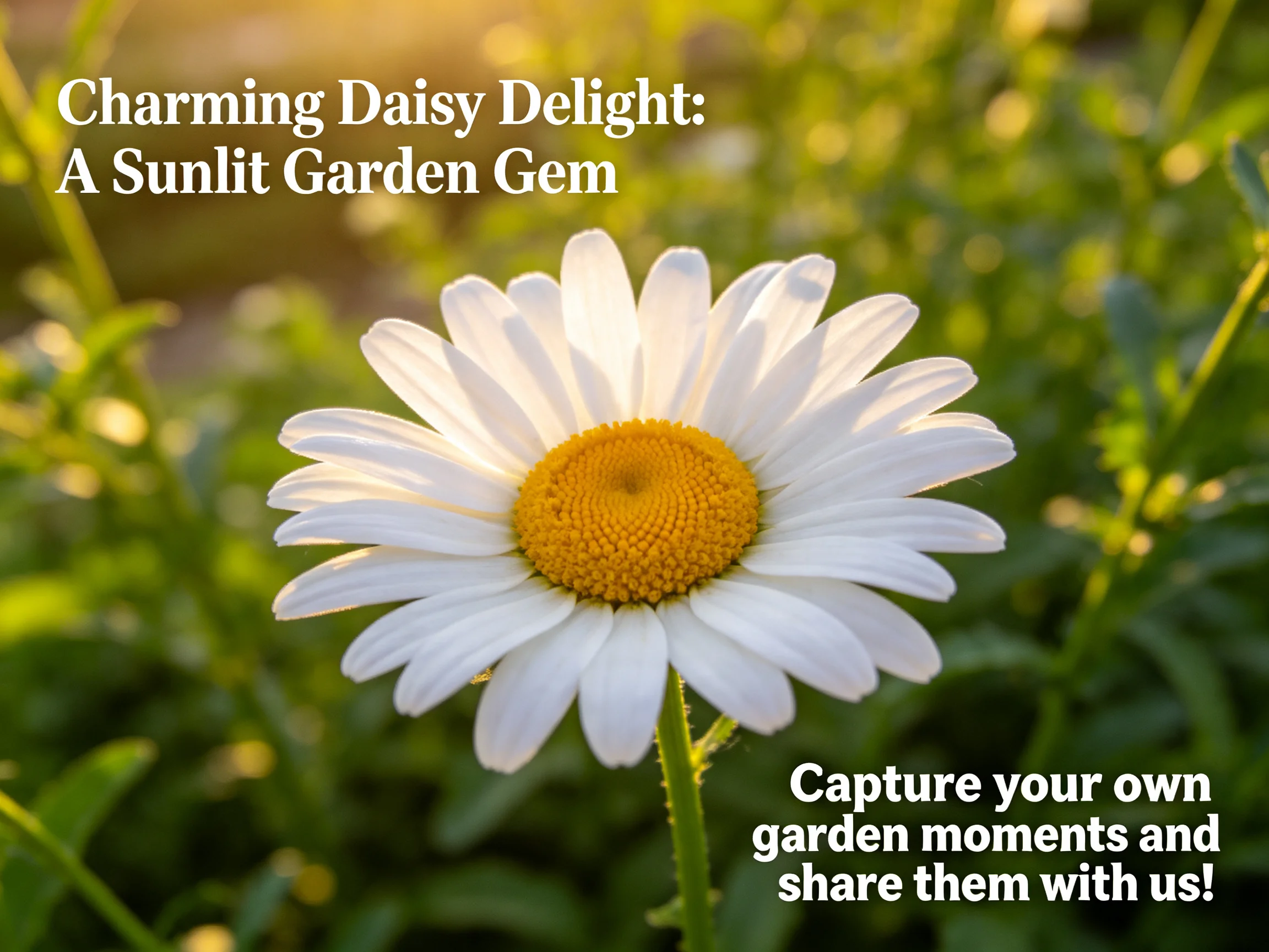 Charming White Daisy with Yellow Center in Sunlit Garden
