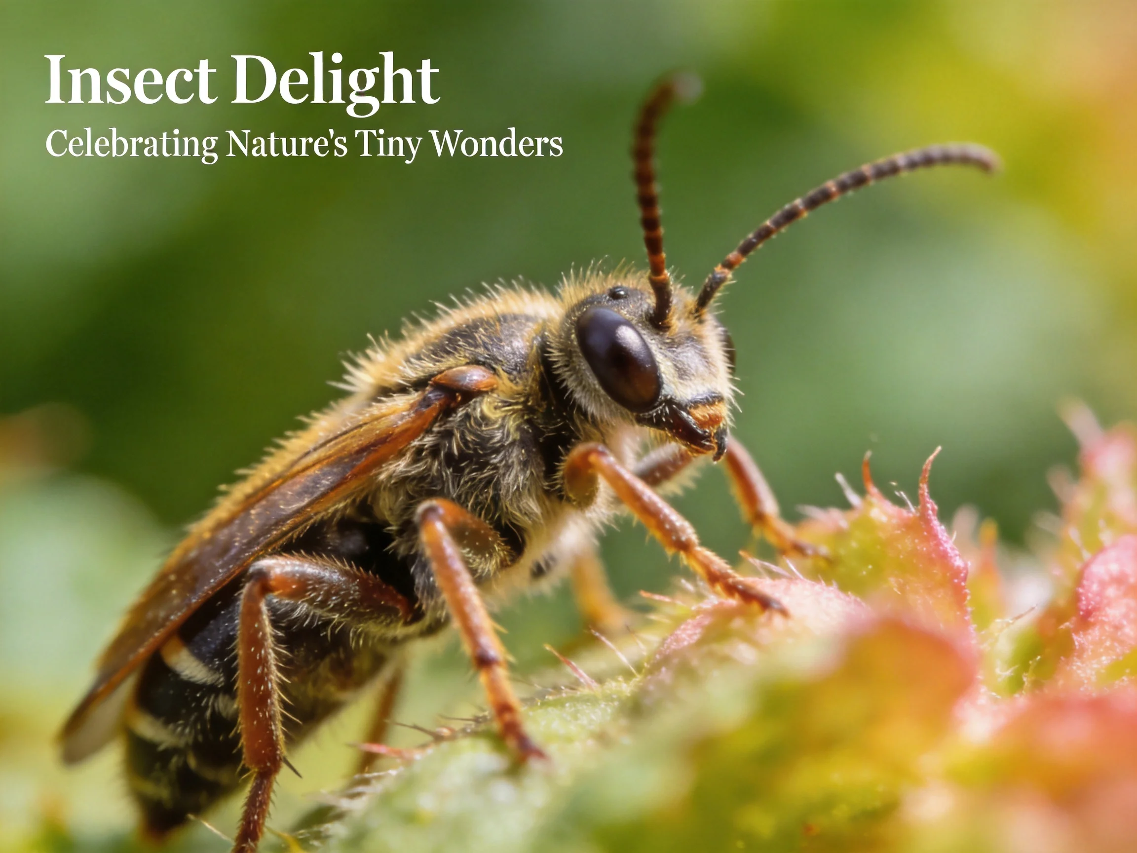 Close - Up of a Furry Bee - Like Insect on a Spiky Plant