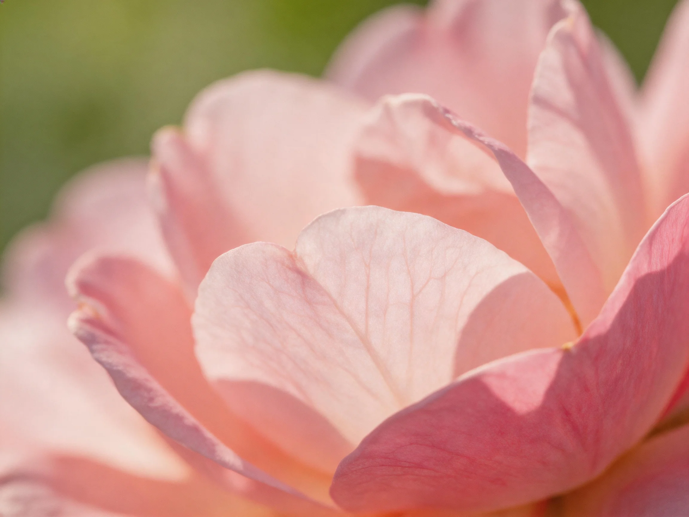 Close - up of soft pink flower petals with layered texture