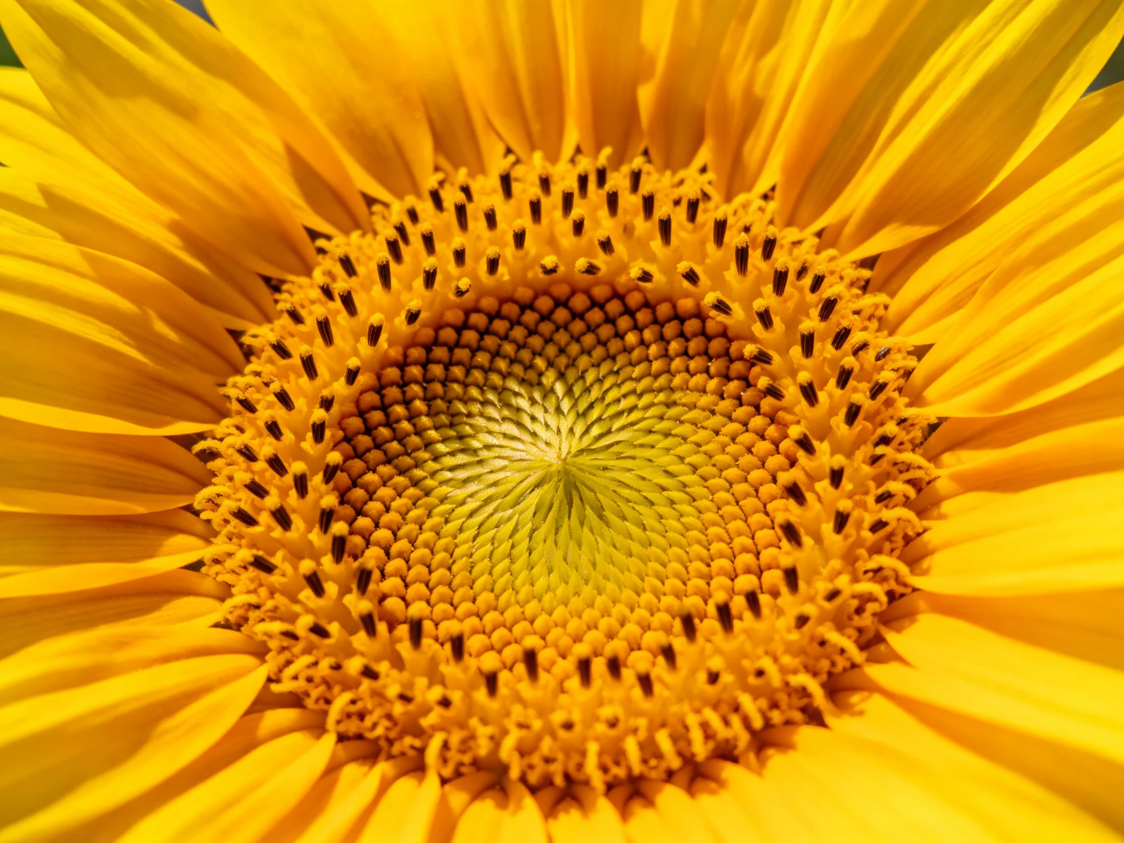 Close-up of sunflower with bright yellow petals and intricate center