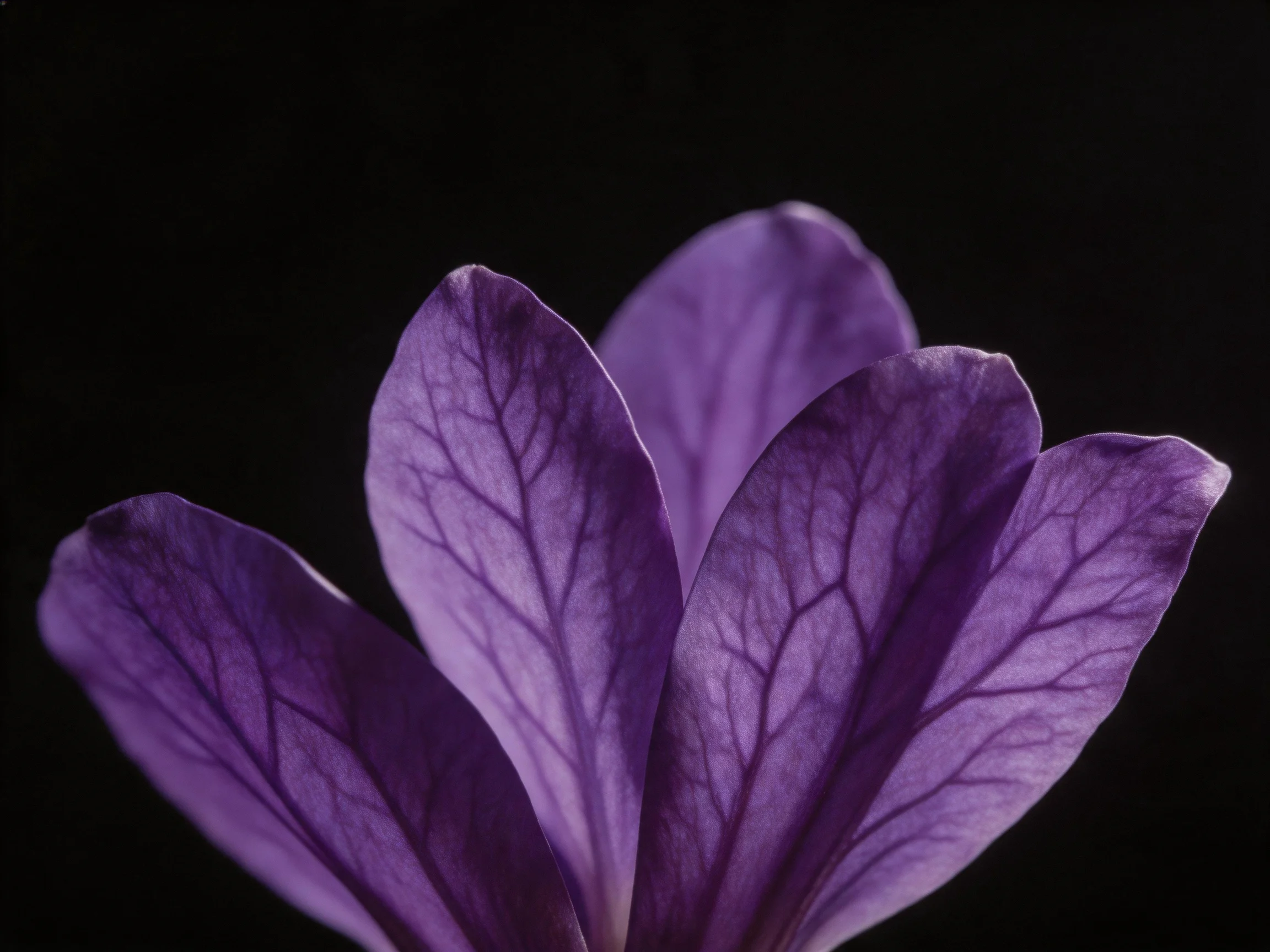 Close-up of vibrant purple flowerpetals with prominent vein details